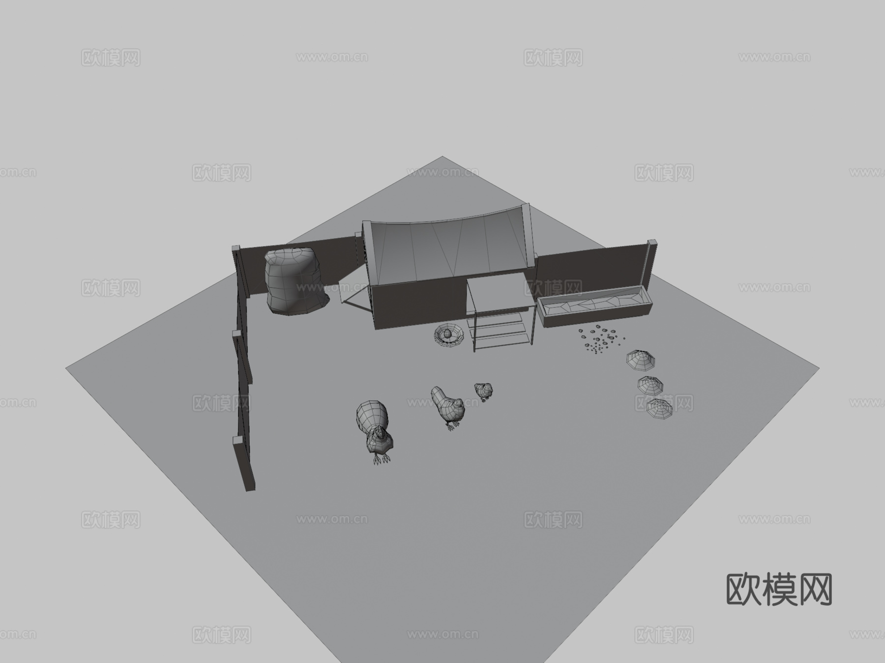 公鸡母鸡与小鸡 基础动画su模型