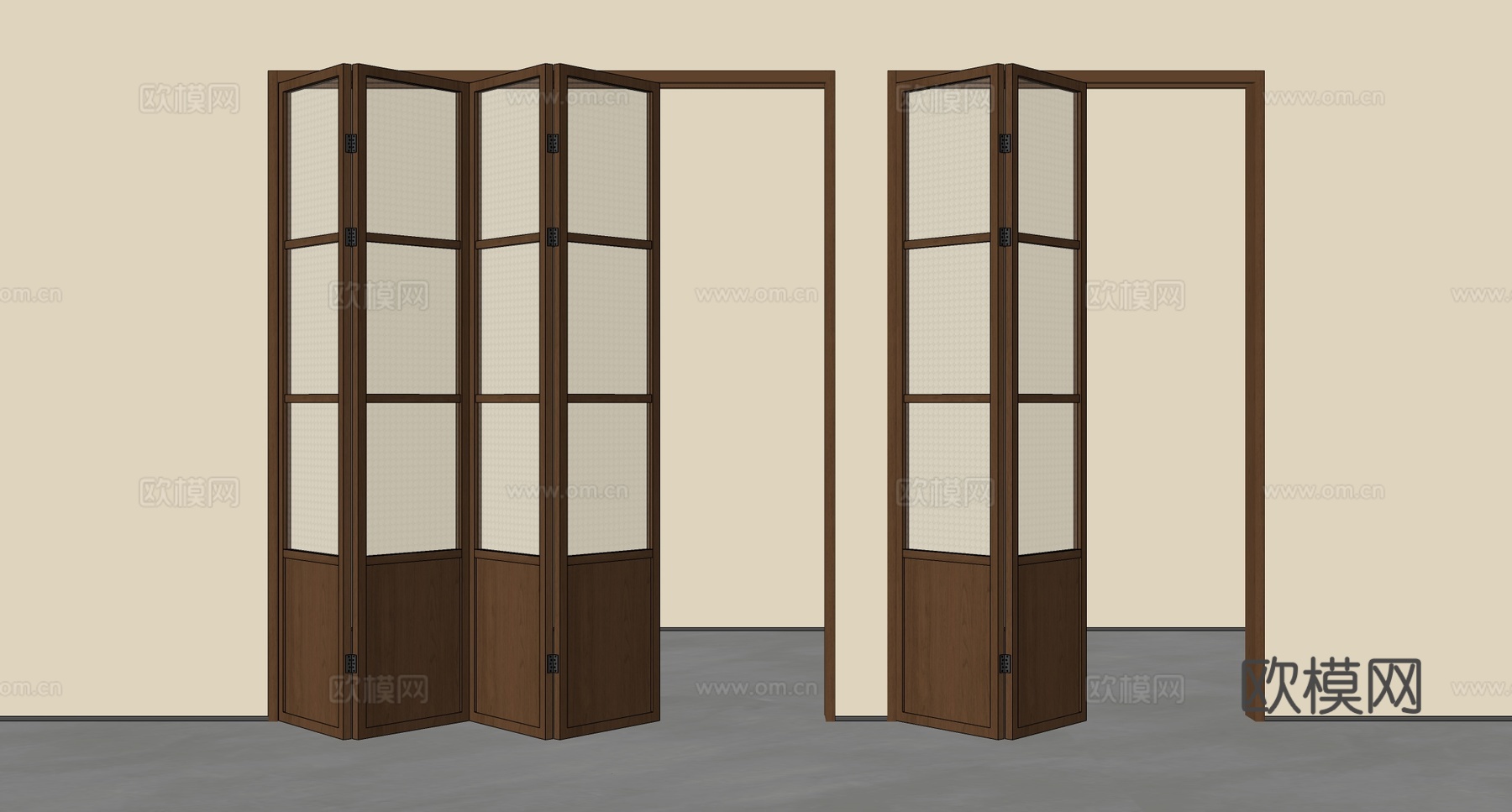 现代中古折叠门 玻璃折叠门 实木折叠门 阳台折叠门 推拉门su模型