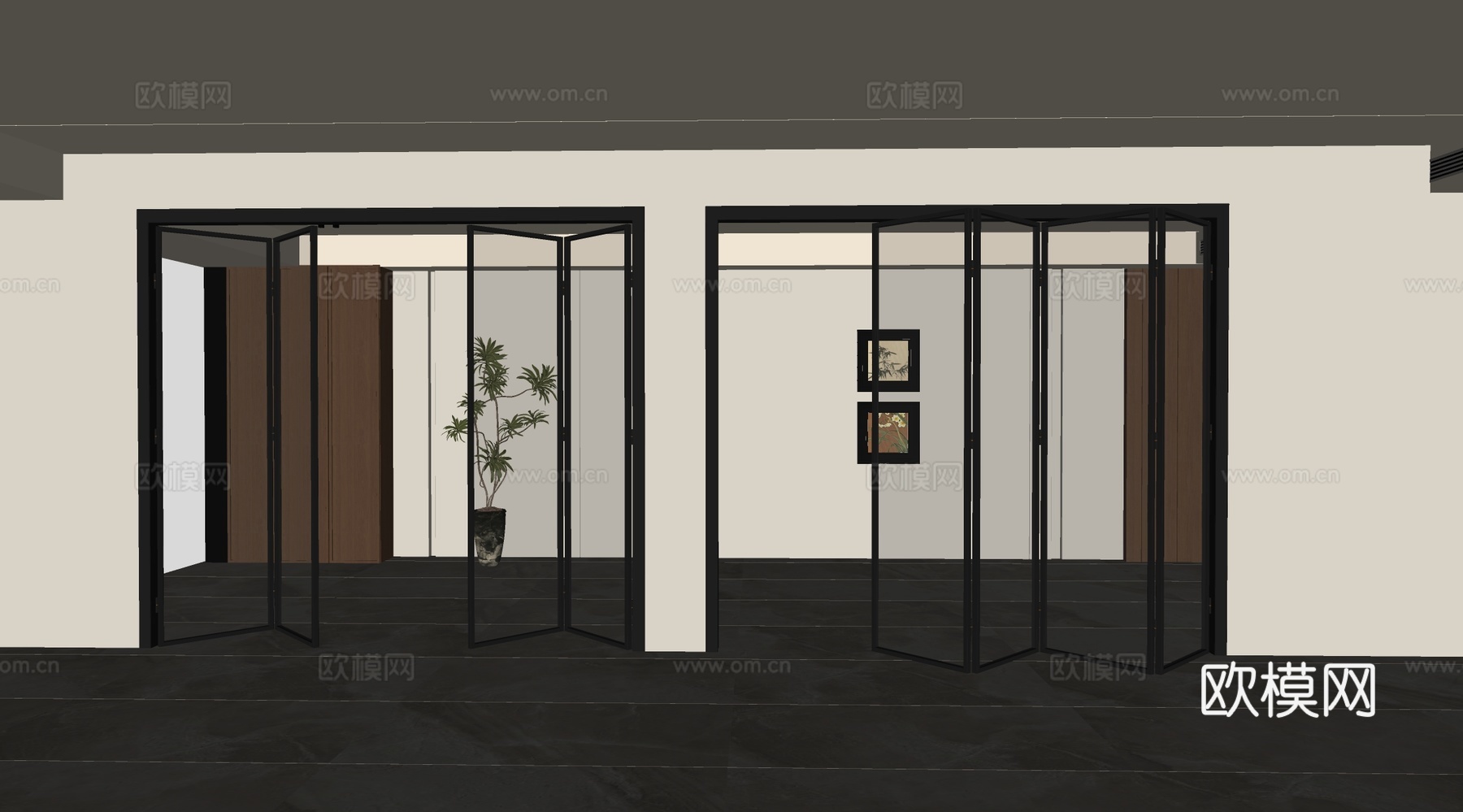 现代折叠门 折叠门 玻璃折叠门 阳台折叠门su模型