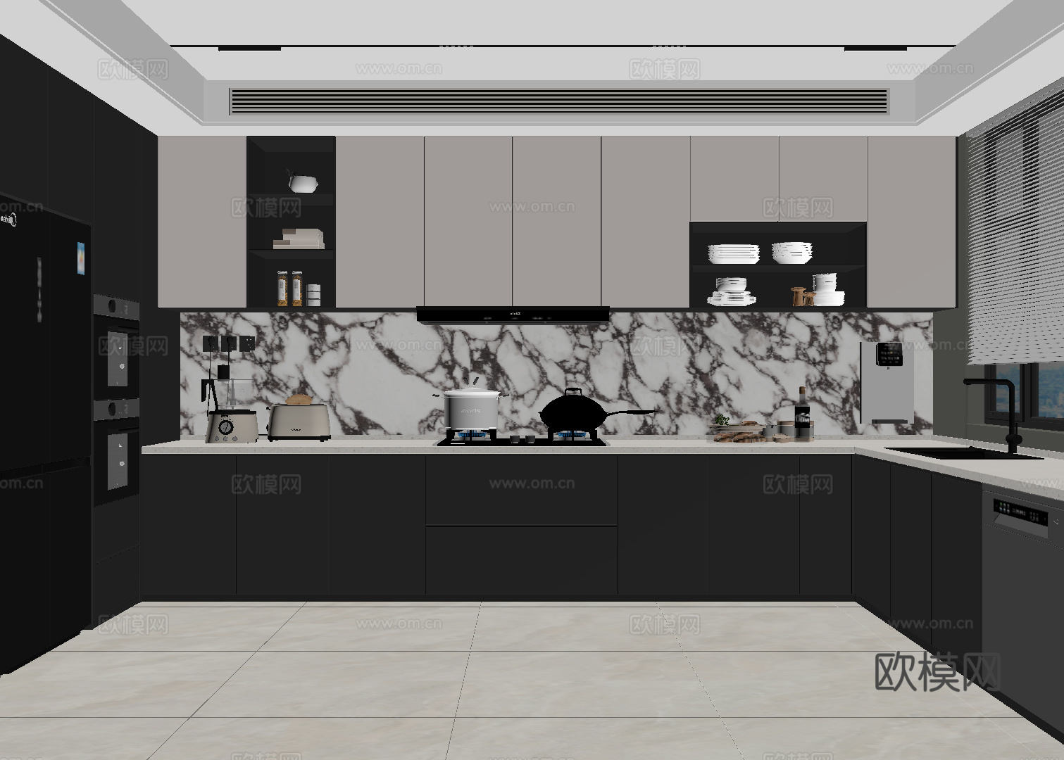 现代意式厨房su模型