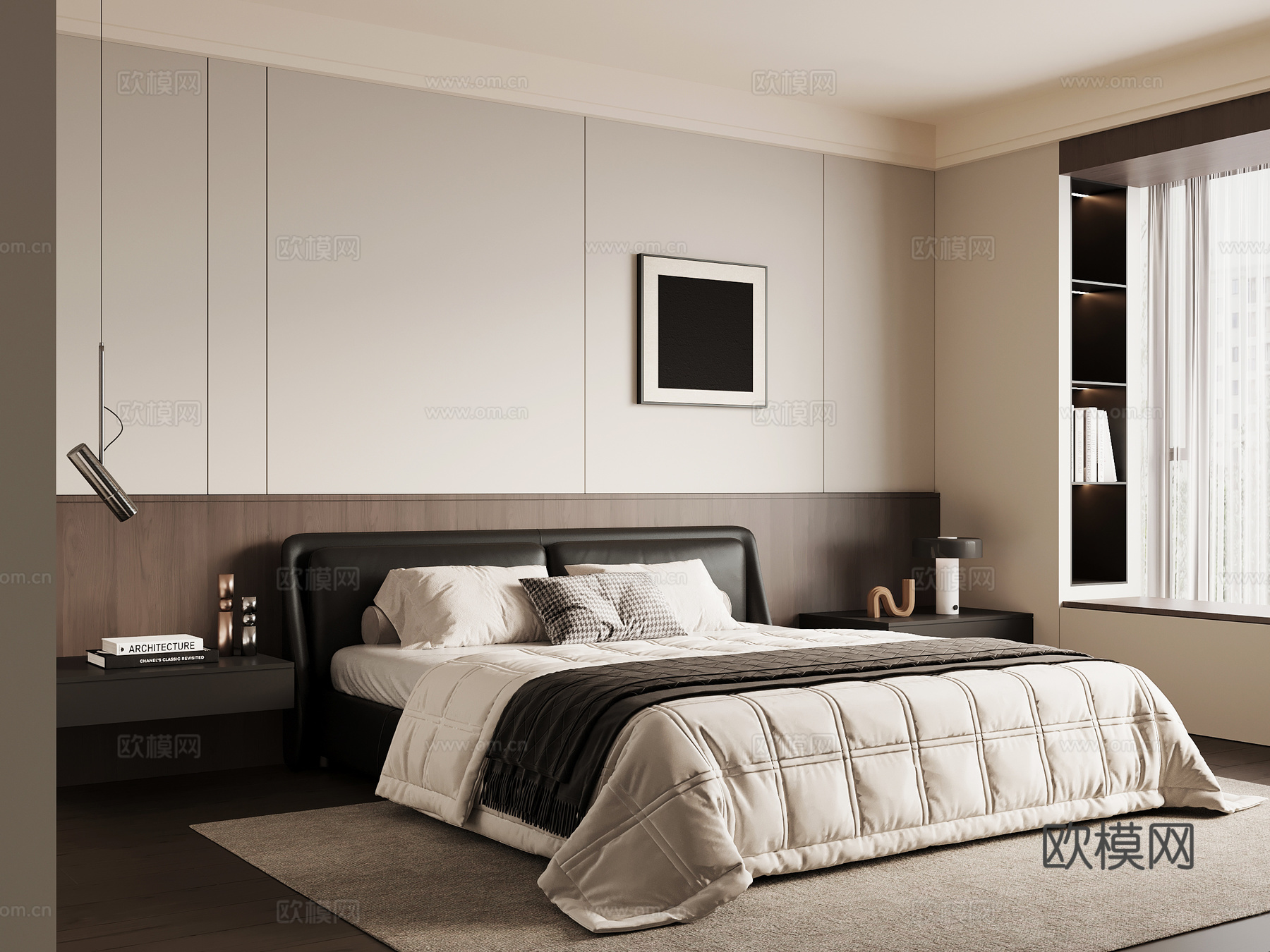 现代意式卧室su模型