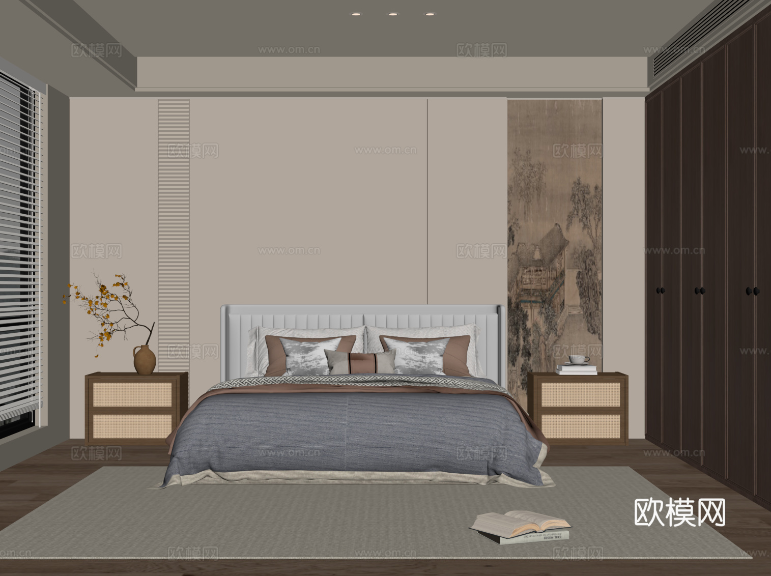 中古风卧室su模型