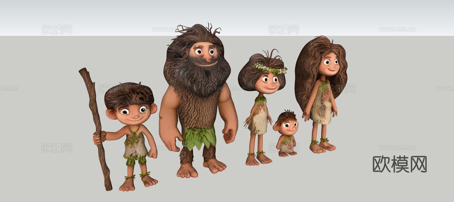 原始人卡通动漫人物玩具雕塑摆件su模型