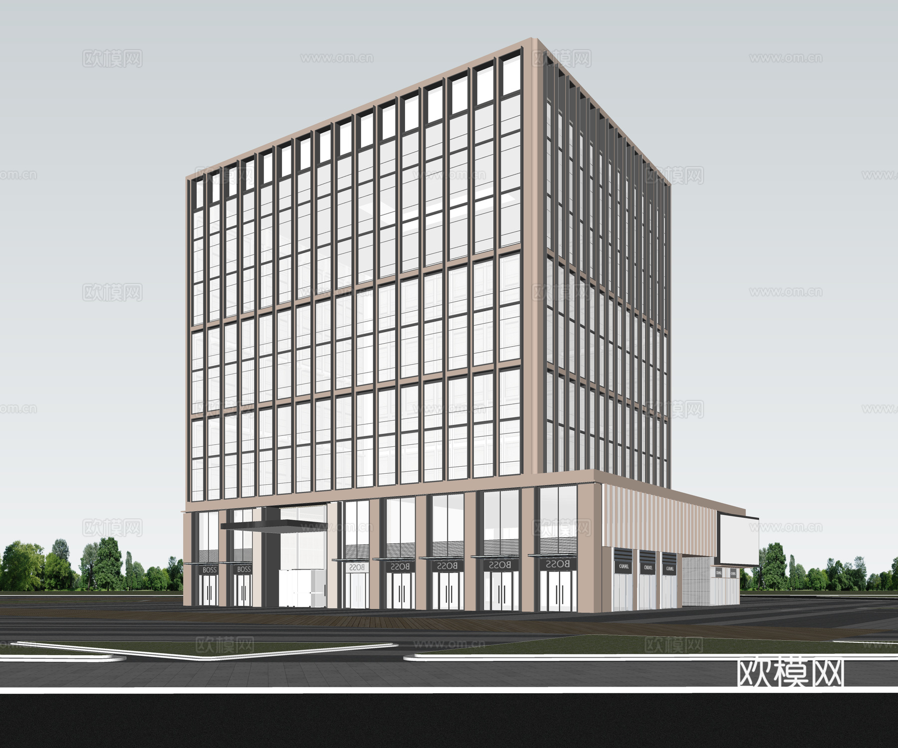 多层办公楼 现代产业园 多层办公 厂房 产业园 办公楼su模型