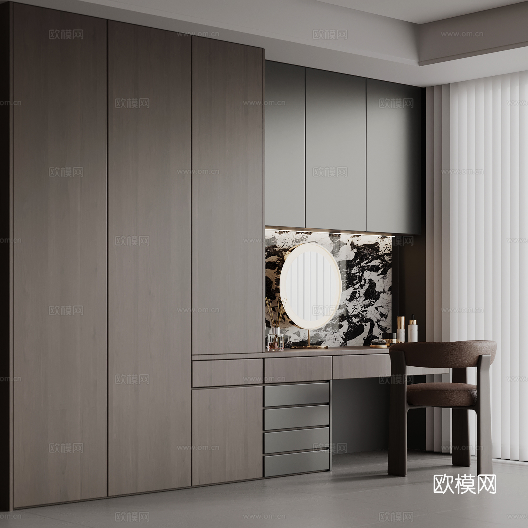 现代意式衣柜 梳妆台su模型