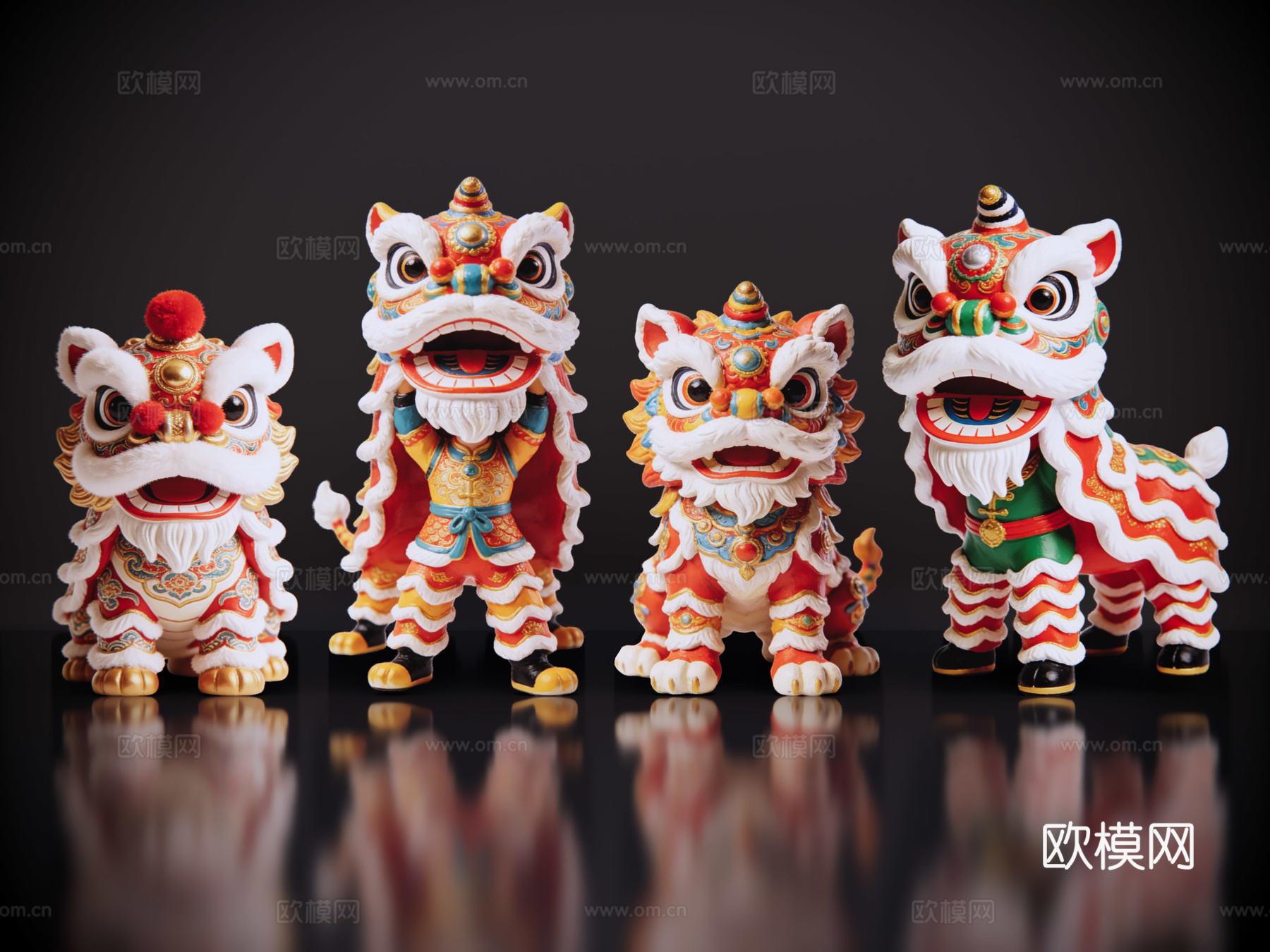 2D醒狮手办 醒狮公仔 舞狮活动 民俗活动 非物质文化遗产su模型