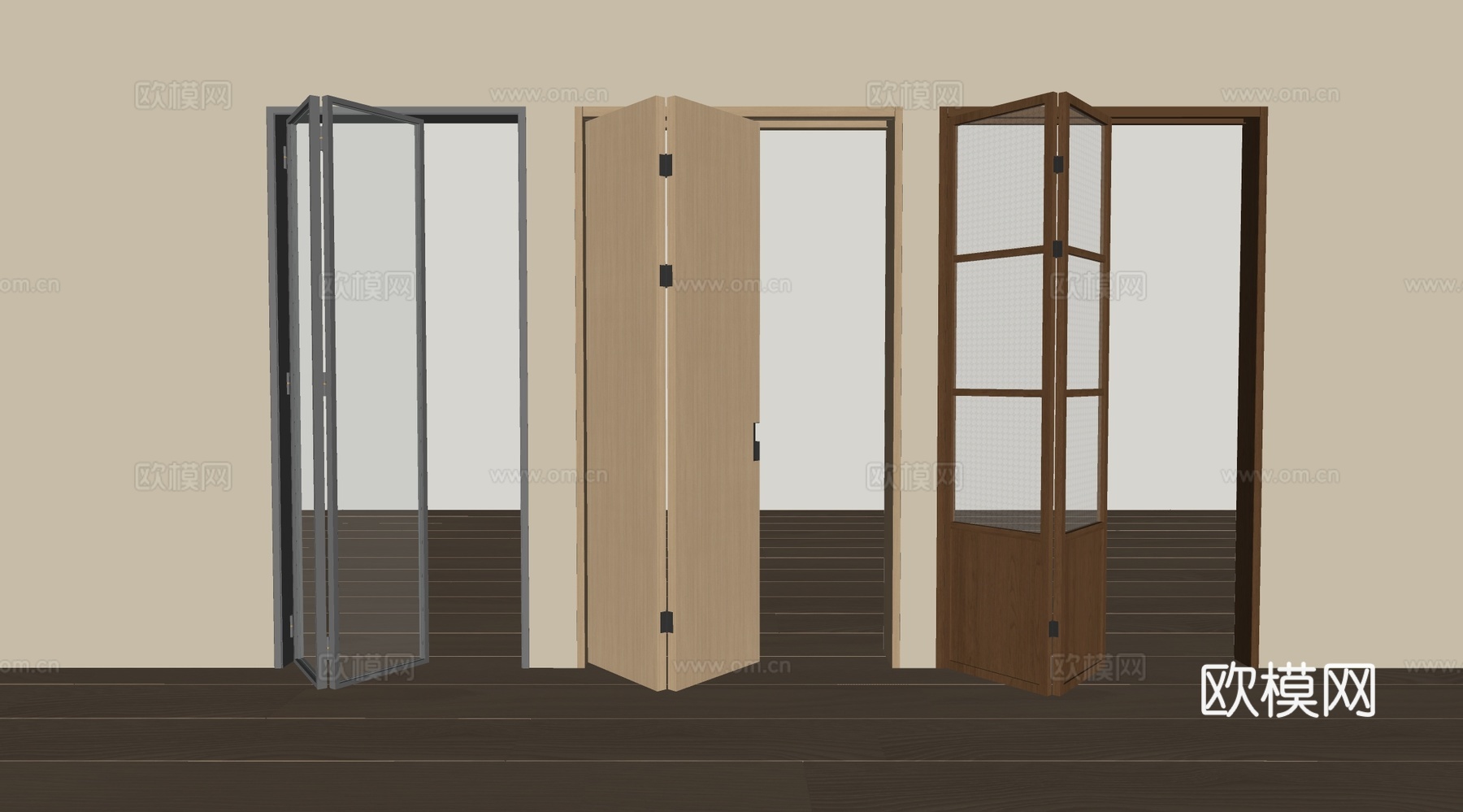 现代折叠门 玻璃折叠门 阳台折叠门su模型