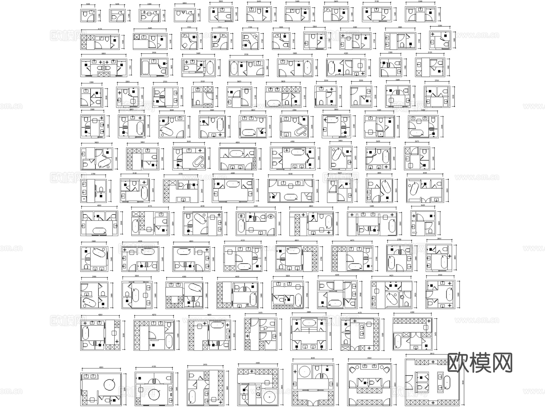 卫生间洗手间厕所卫浴平立面布局图库图块节点CAD施工图集cad施工图