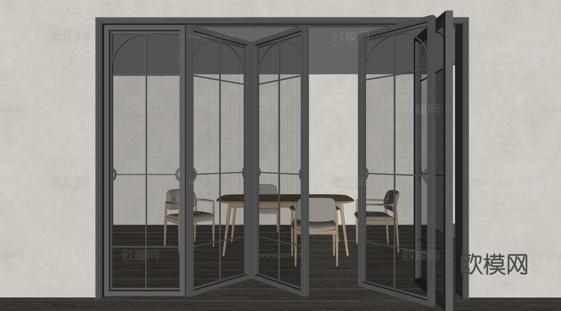 法式折叠门 法式推拉门 折叠门 长虹玻璃门su模型