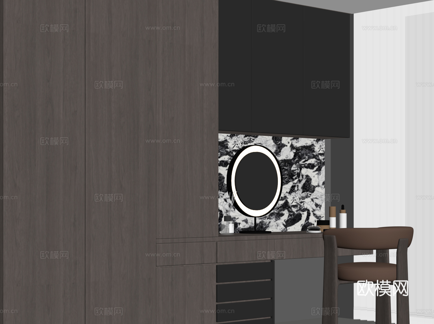 现代意式衣柜 梳妆台su模型
