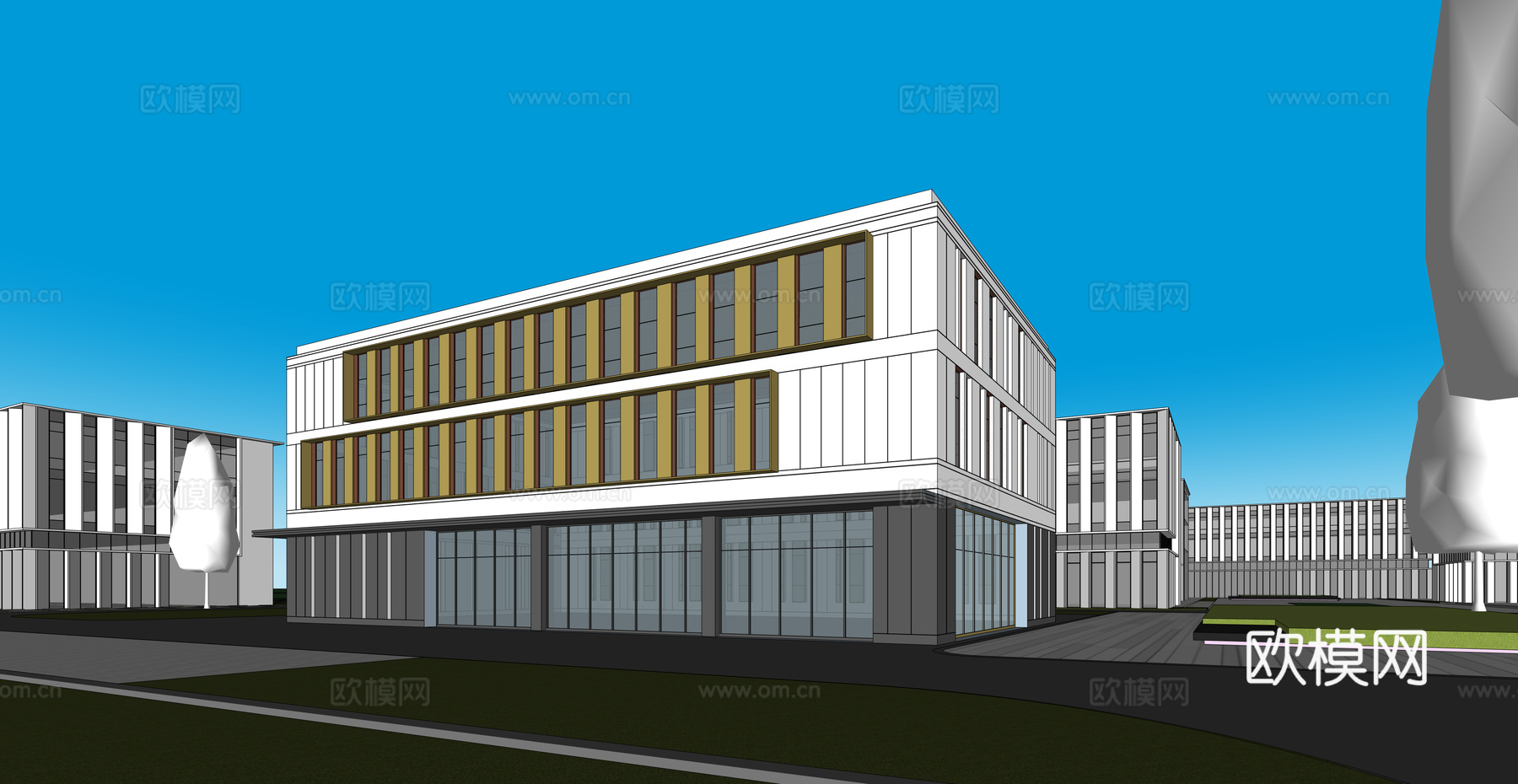多层厂房 现代产业园 多层办公 厂房 产业园 办公楼su模型