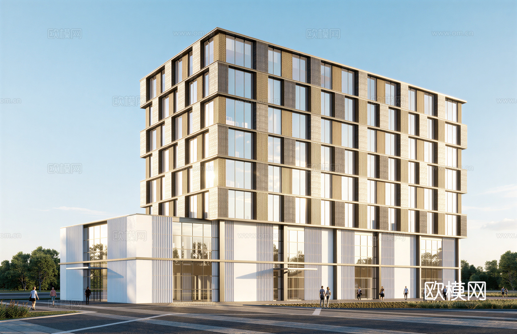 多层办公楼 现代产业园 多层办公 厂房 产业园 办公楼su模型