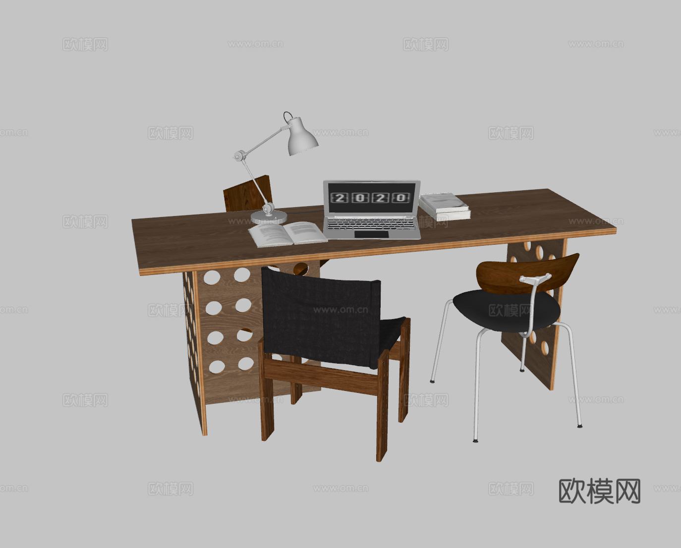 中古风书桌su模型