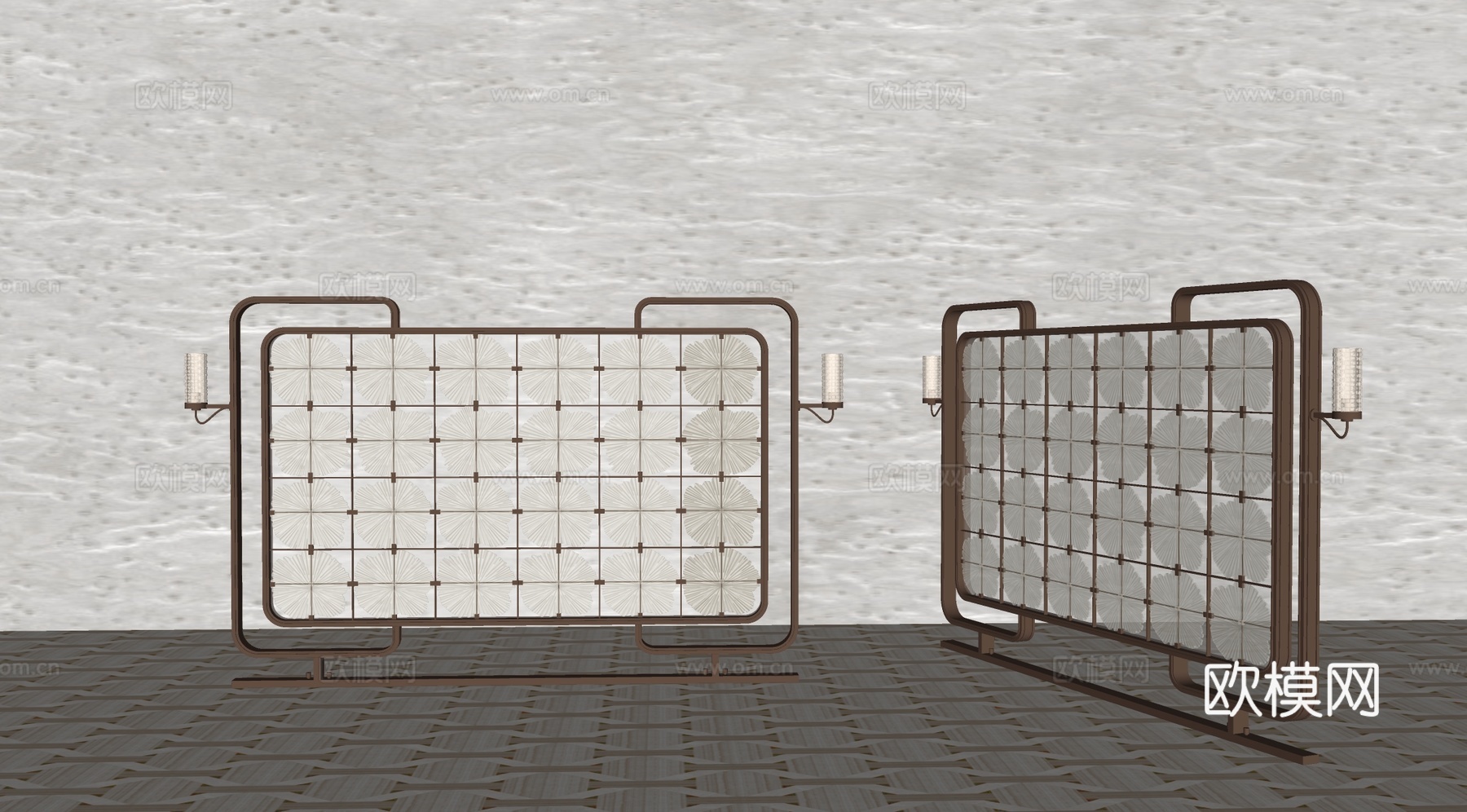 屏风  酒店屏风 格栅屏风 现代玻璃屏风 夹丝玻璃屏风 隔断su模型