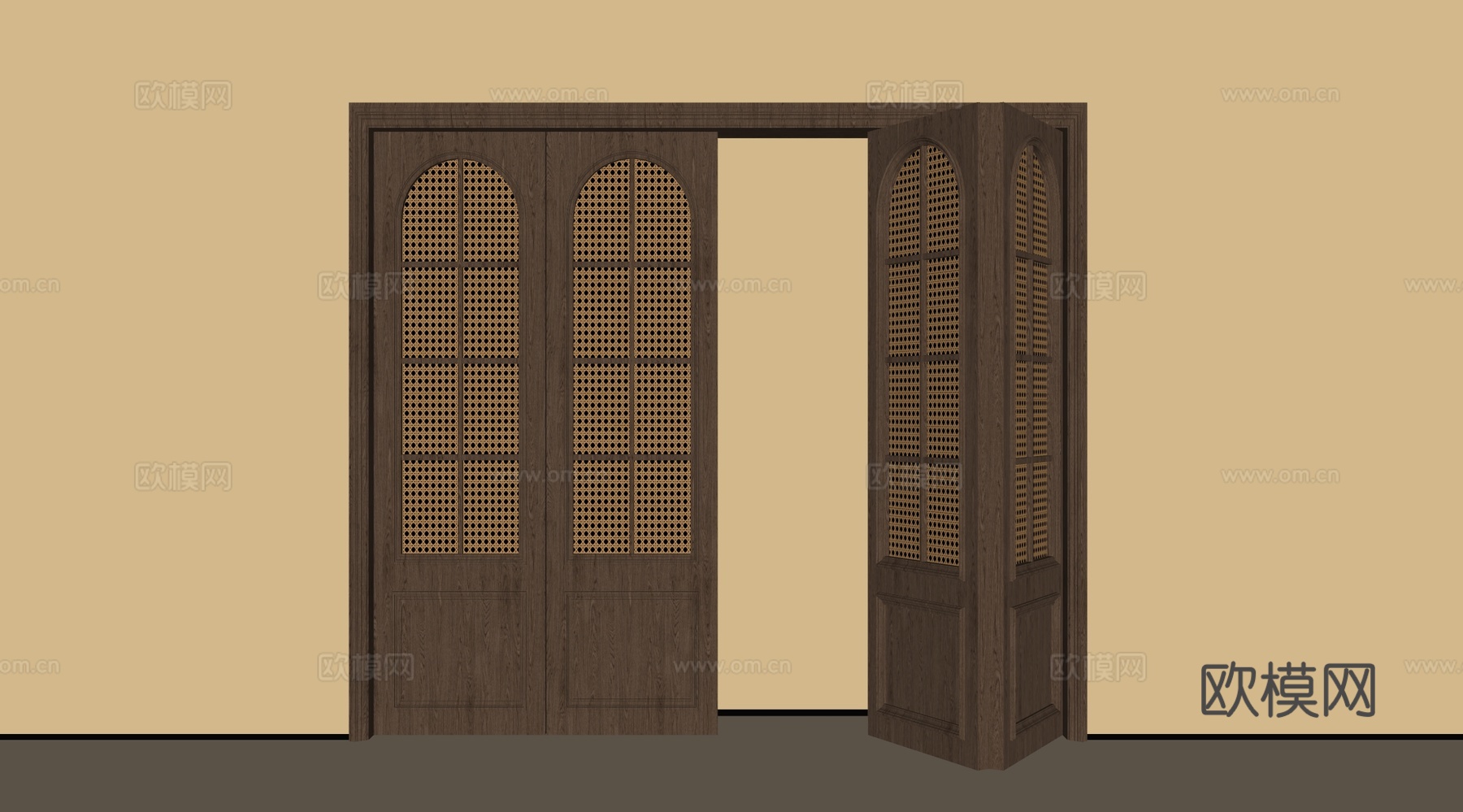 中古折叠门 木门 玻璃折叠门su模型