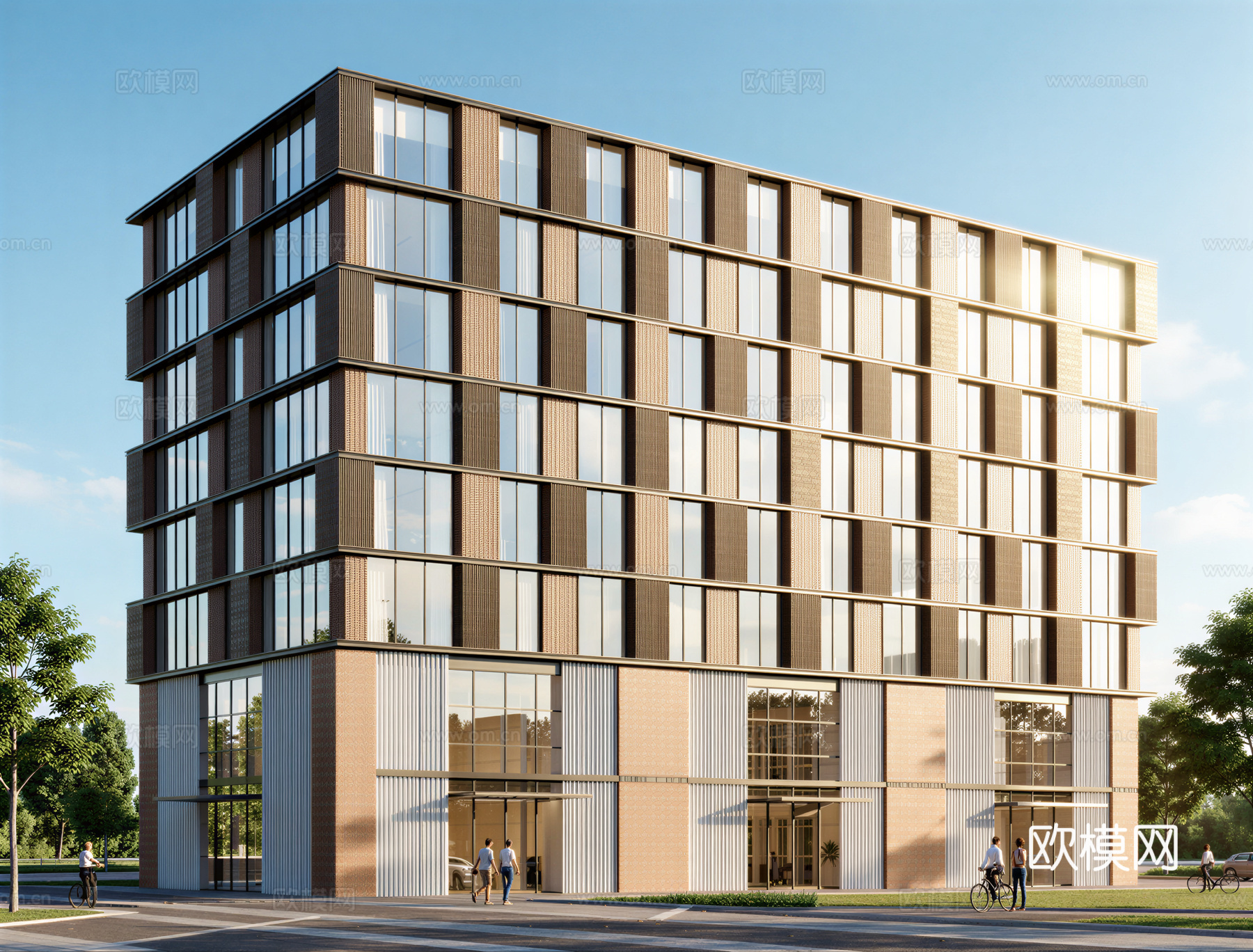 多层办公楼 现代产业园 多层办公 厂房 产业园 办公楼su模型