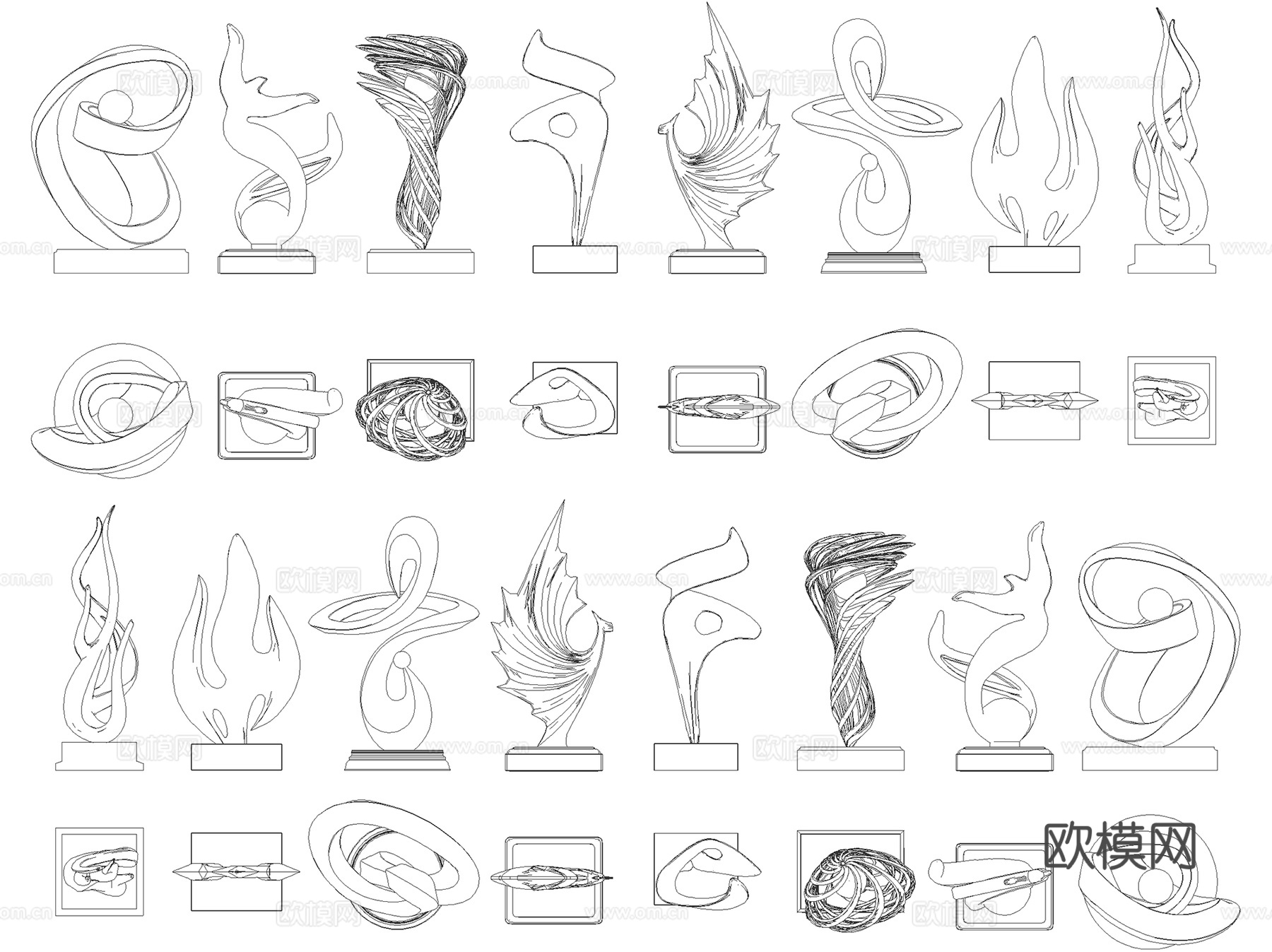 艺术装置陈设雕塑装饰画工艺品石膏人像图块图库CAD施工图集cad施工图cad施工图