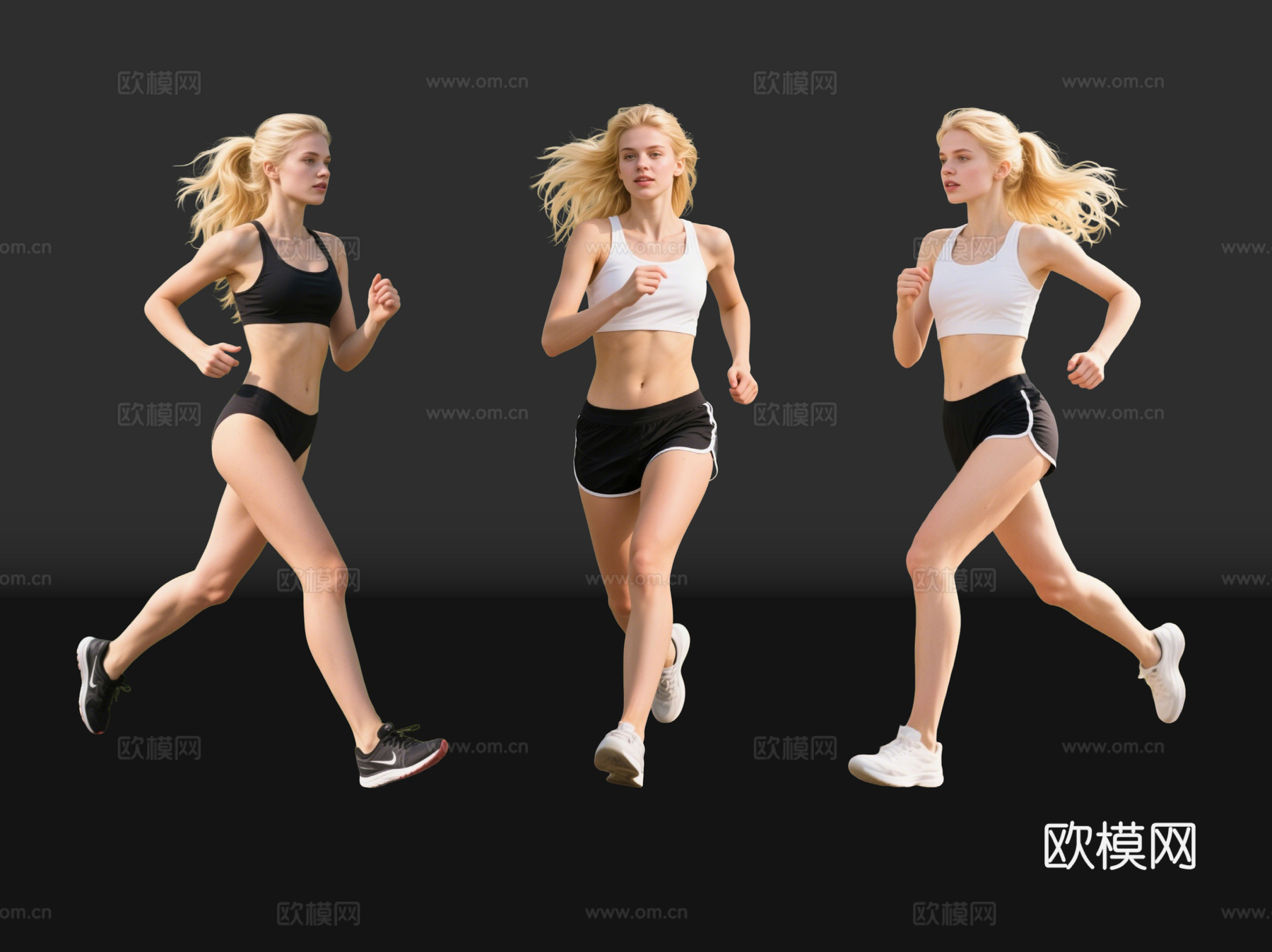 2D现代人物 运动装美女 运动装模特 跑步运动 夏季运动装su模型