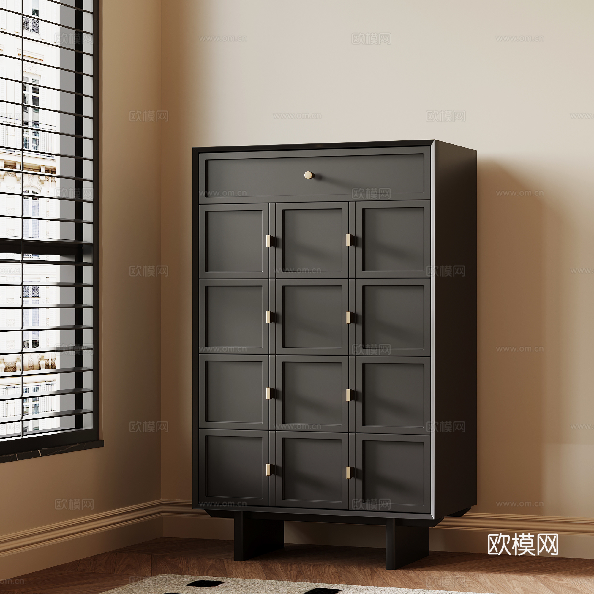 法式复古玄关柜 高柜 边柜su模型