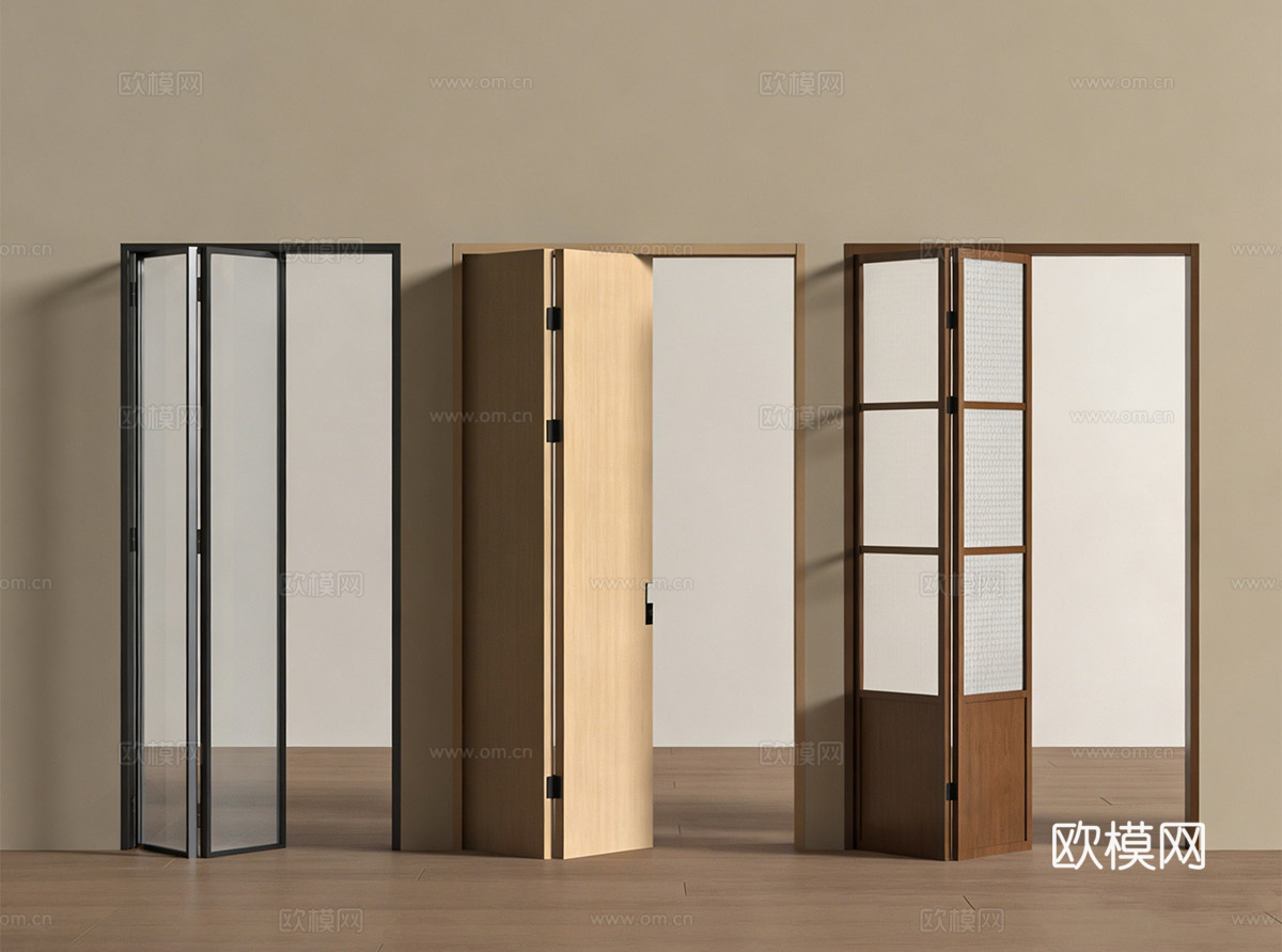 现代折叠门 玻璃折叠门 阳台折叠门su模型