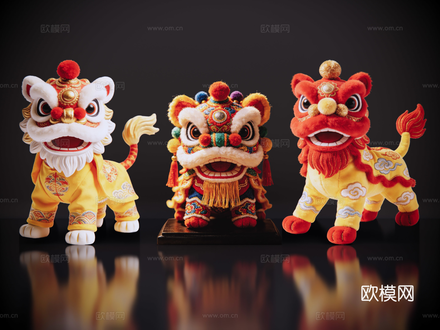 2D醒狮手办 醒狮公仔 舞狮活动 民俗活动 非物质文化遗产su模型