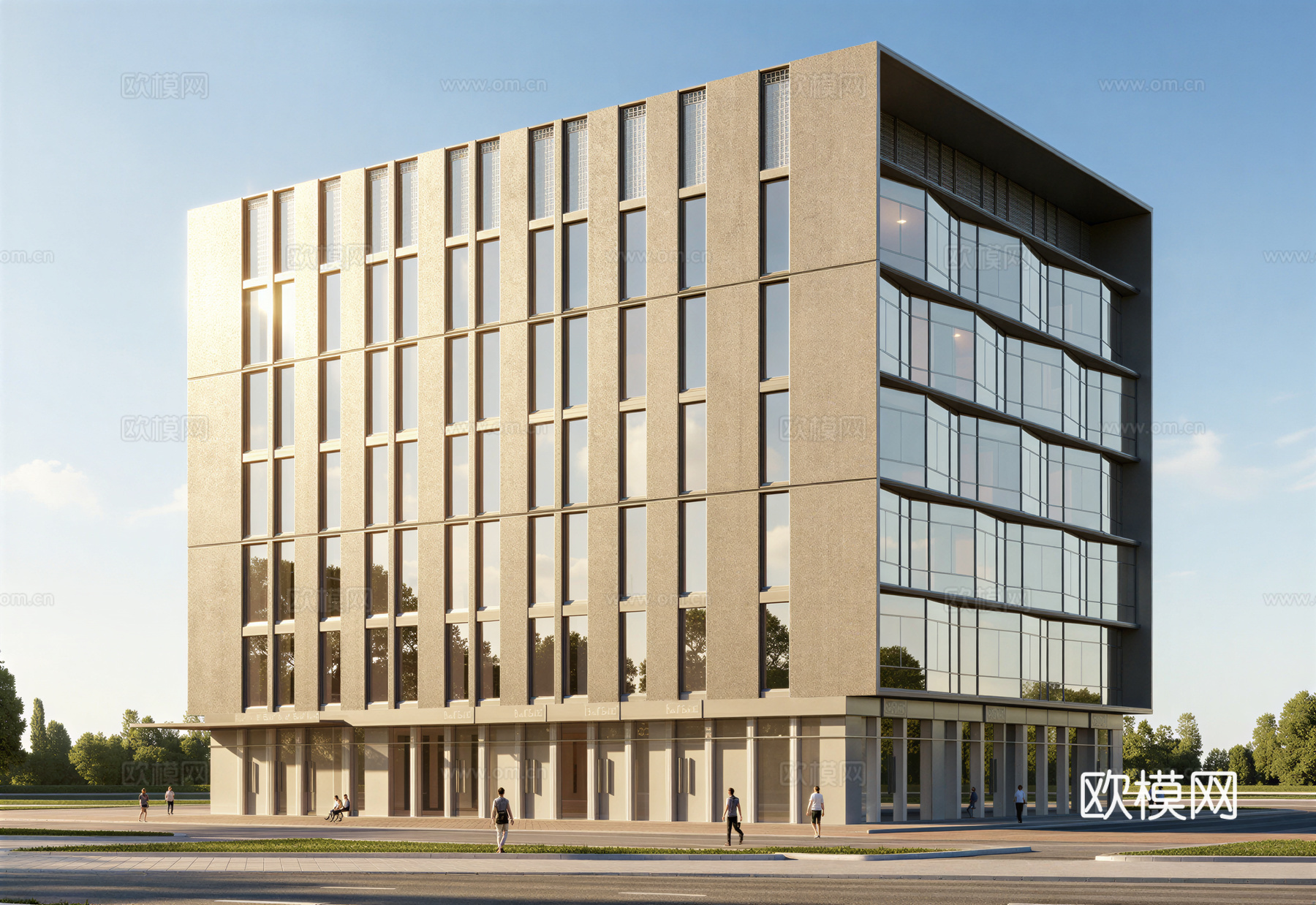 多层办公楼 现代产业园 多层办公 厂房 产业园 办公楼su模型
