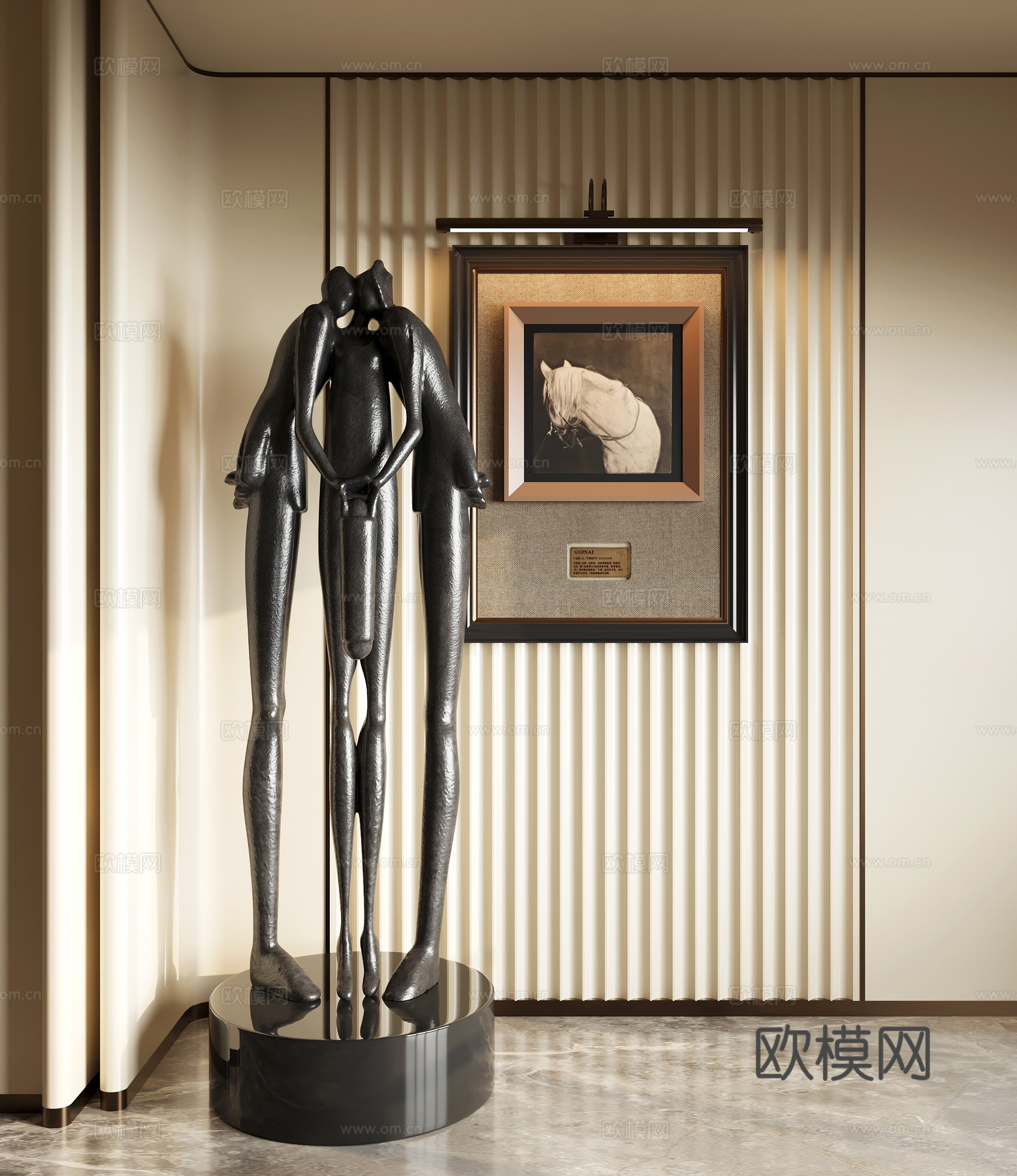 现代雕塑摆件su模型