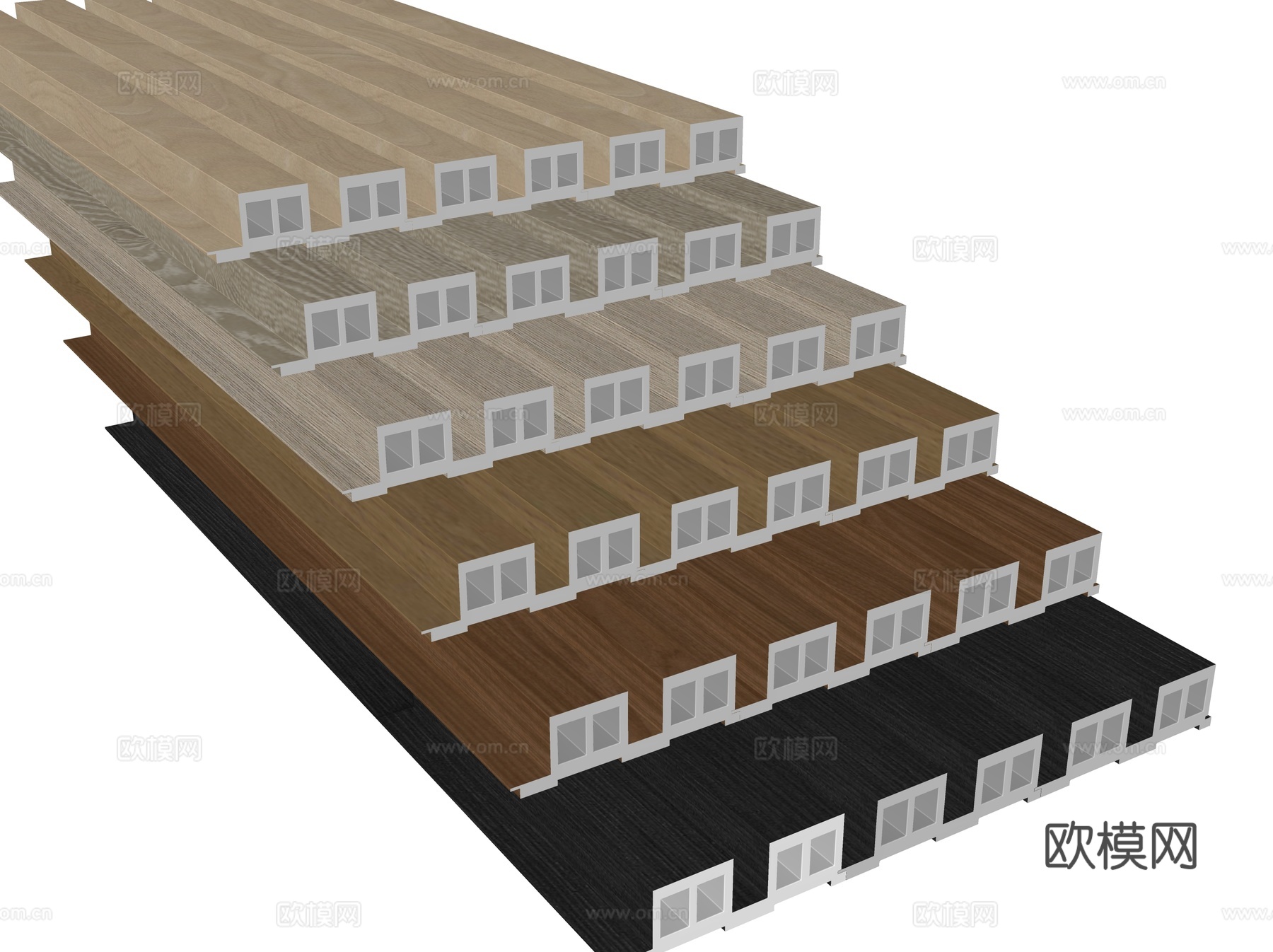 长城板 格栅板 木饰面 长城背景板 护墙板 格栅木饰面su模型