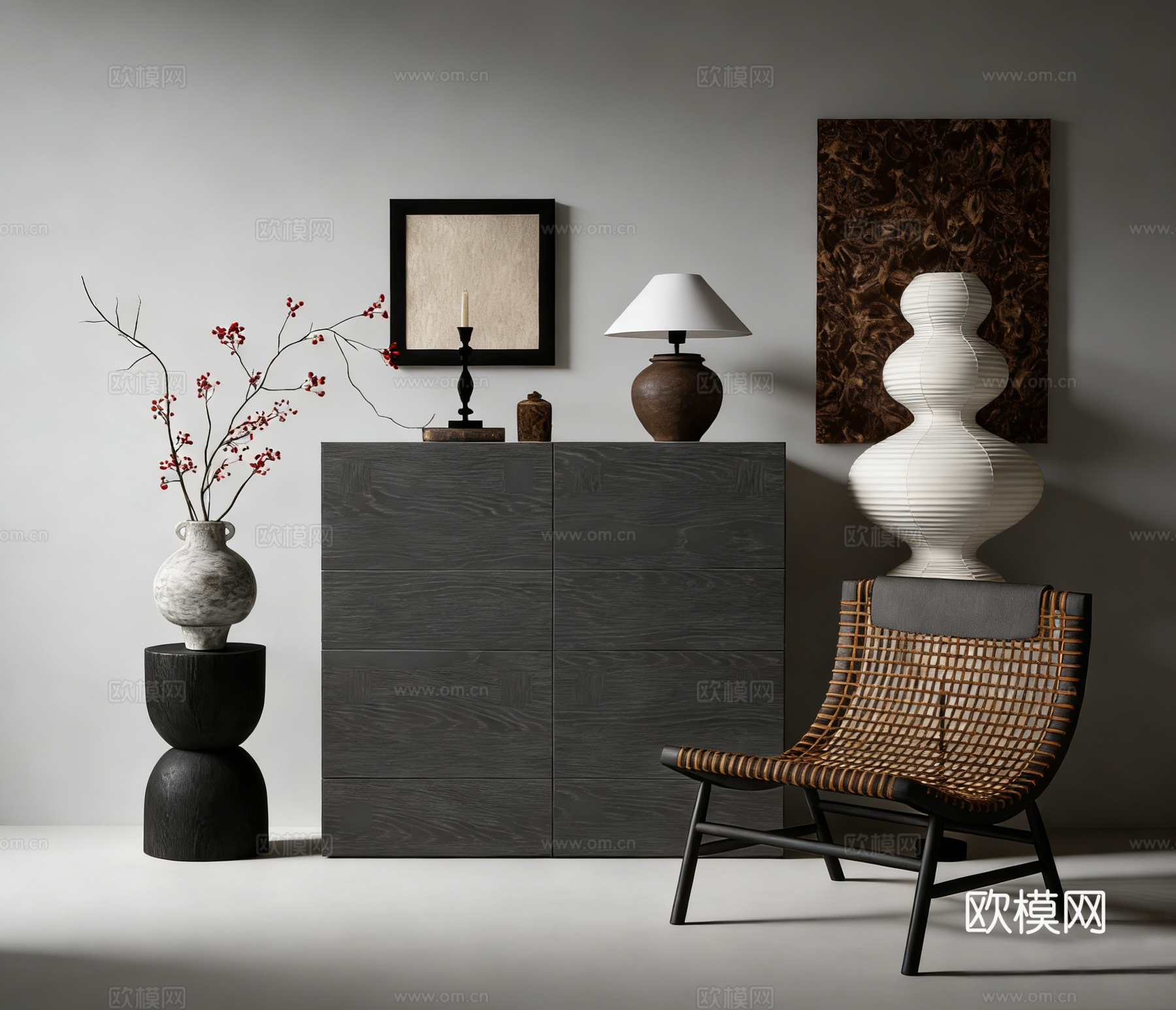 现代装饰柜su模型