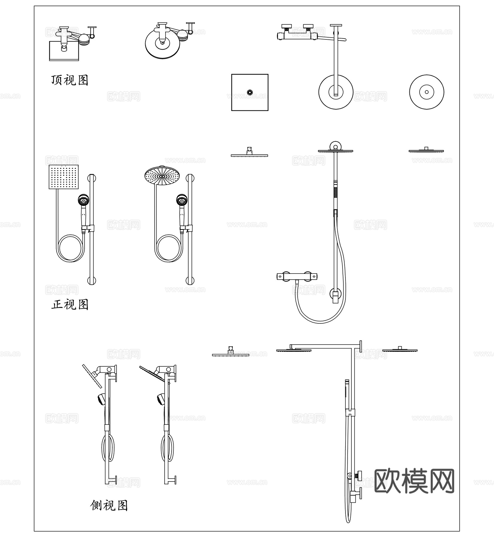 科勒淋浴头 科勒出水嘴 科勒喷淋头 科勒花洒头 科勒沐浴喷头cad施工图