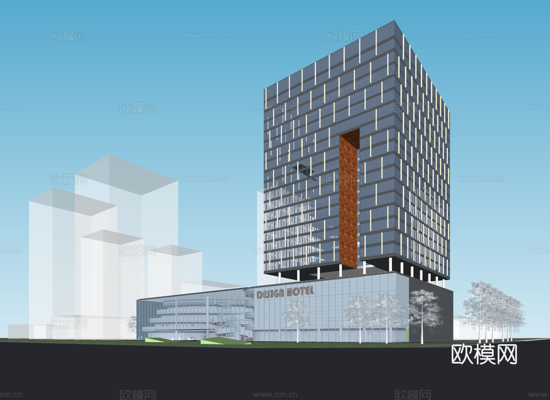 现代酒店 高层酒店 多层酒店 旅馆 酒店建筑su模型