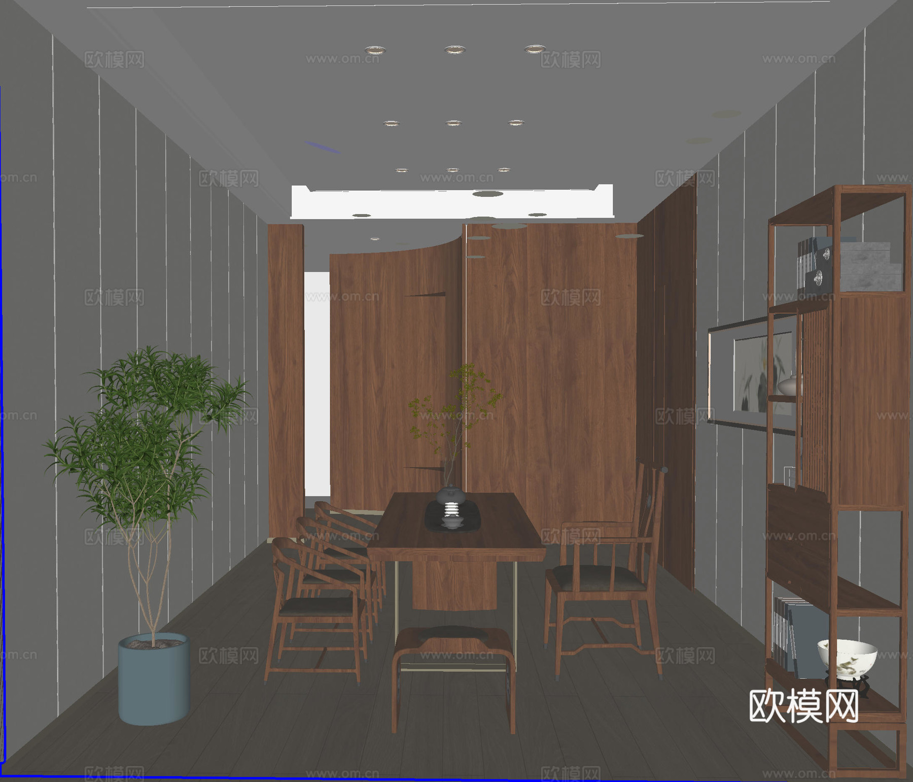 新中式茶室su模型