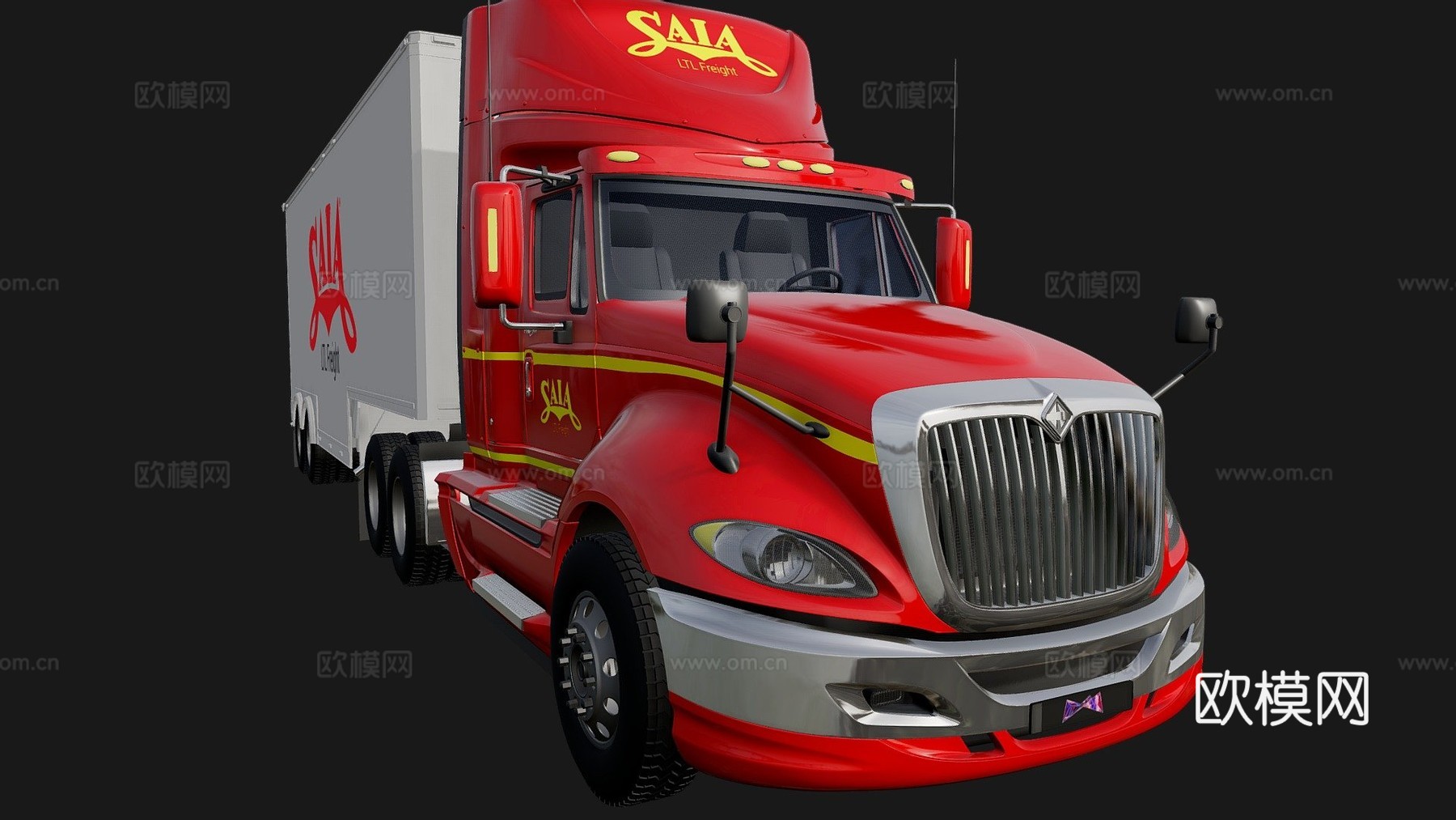 Saia LTL 货运  卡车 半挂车su模型
