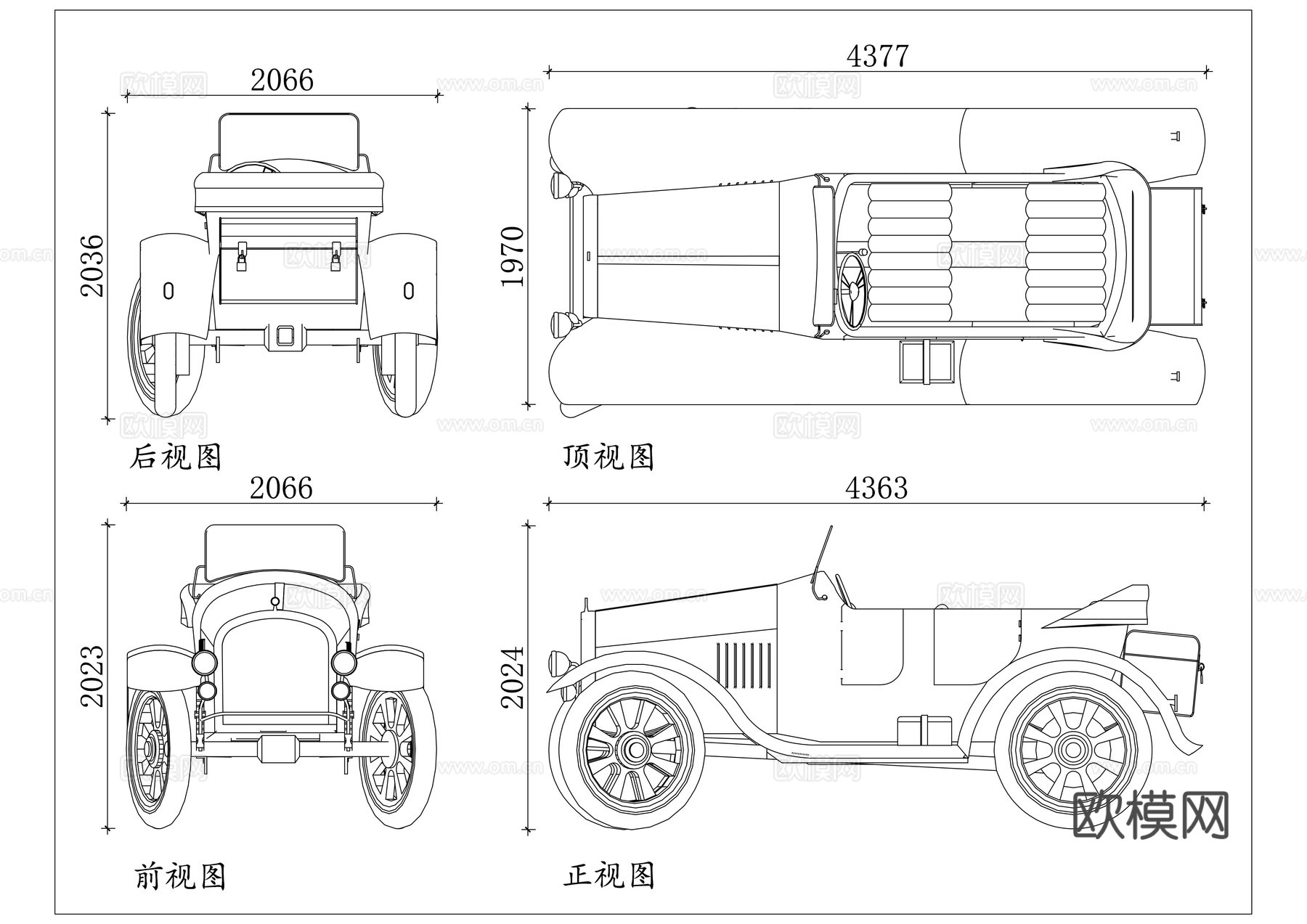 复古敞篷车 老式敞篷车 经典敞篷车 怀旧敞篷车 复古老跑车cad施工图