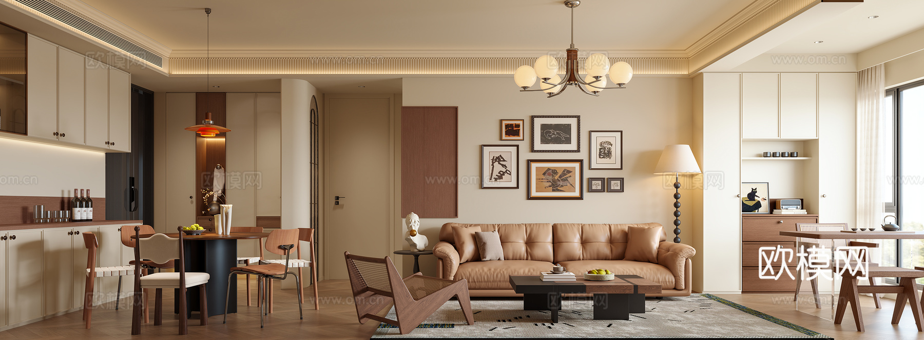 中古风客餐厅3d模型