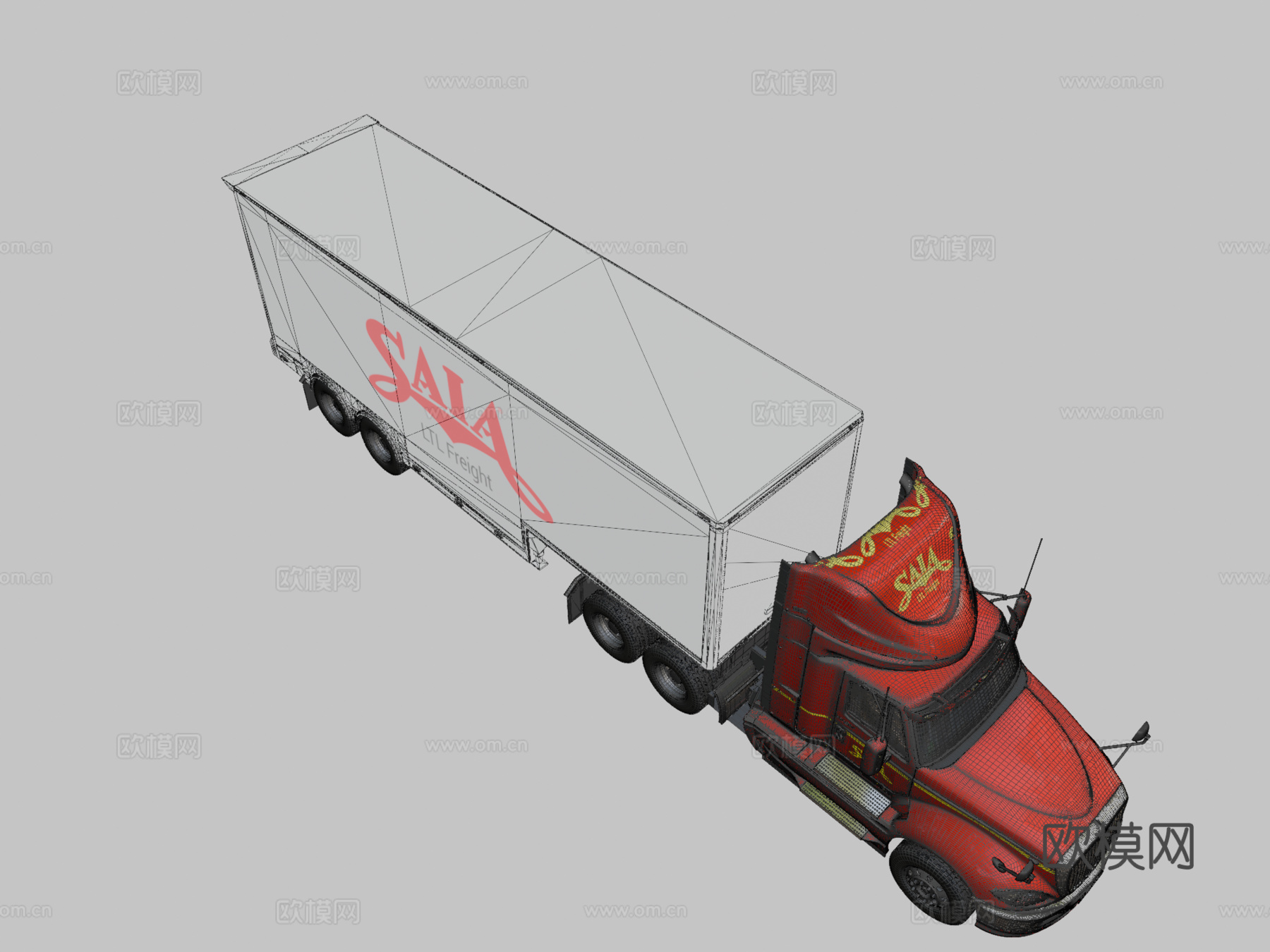 Saia LTL 货运  卡车 半挂车su模型
