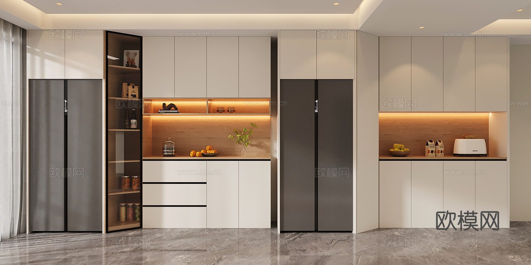 现代酒柜 冰箱酒柜 冰箱柜 开放格酒柜su模型