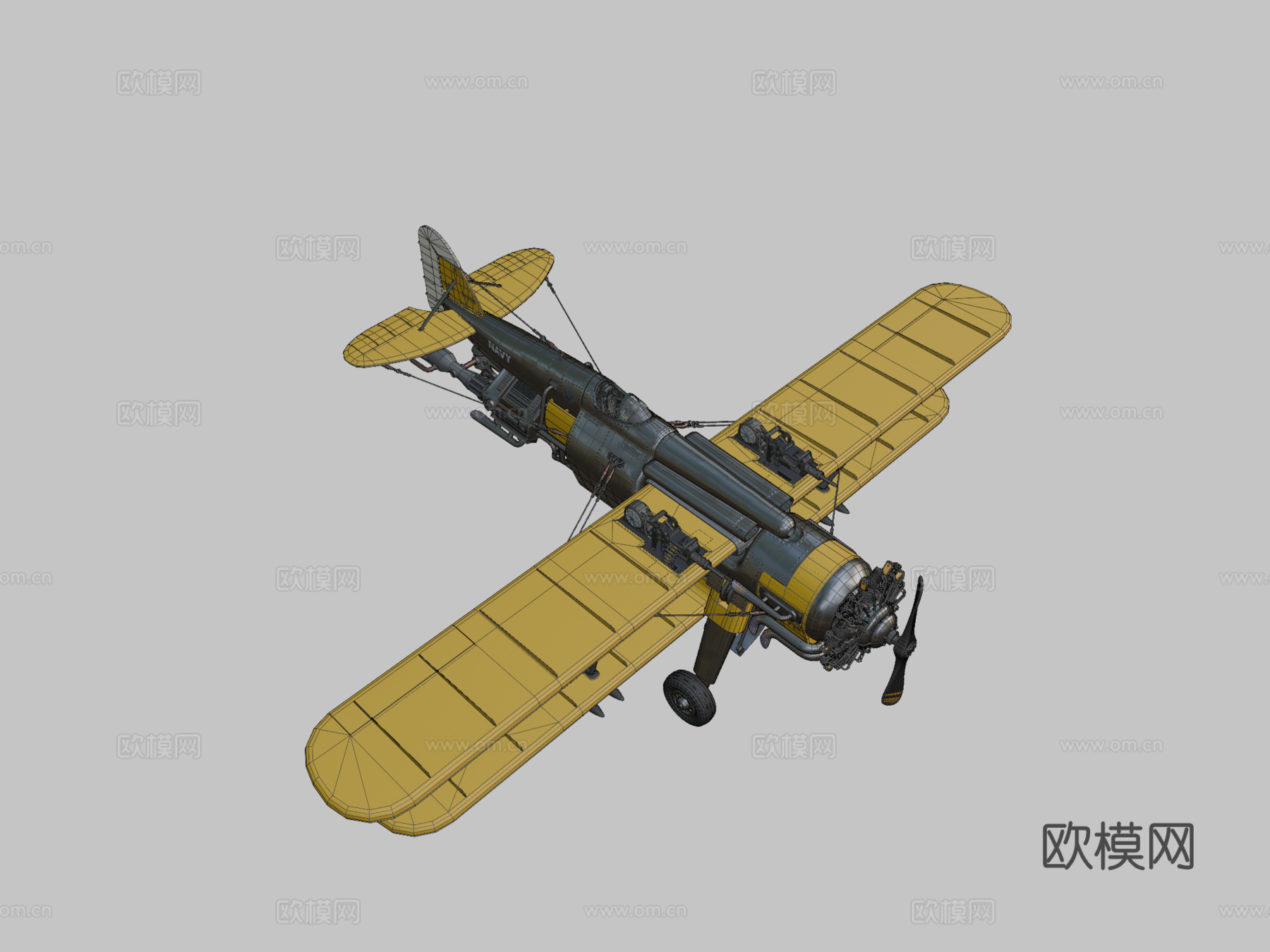 柴油朋克双翼飞机su模型