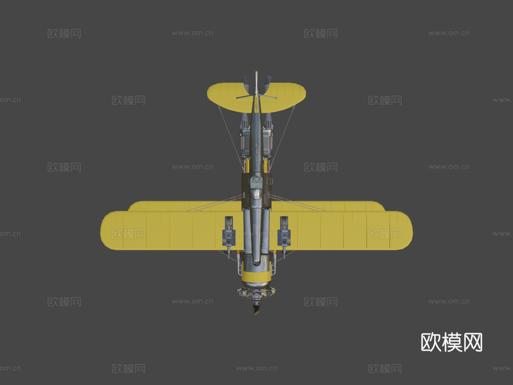 柴油朋克双翼飞机su模型