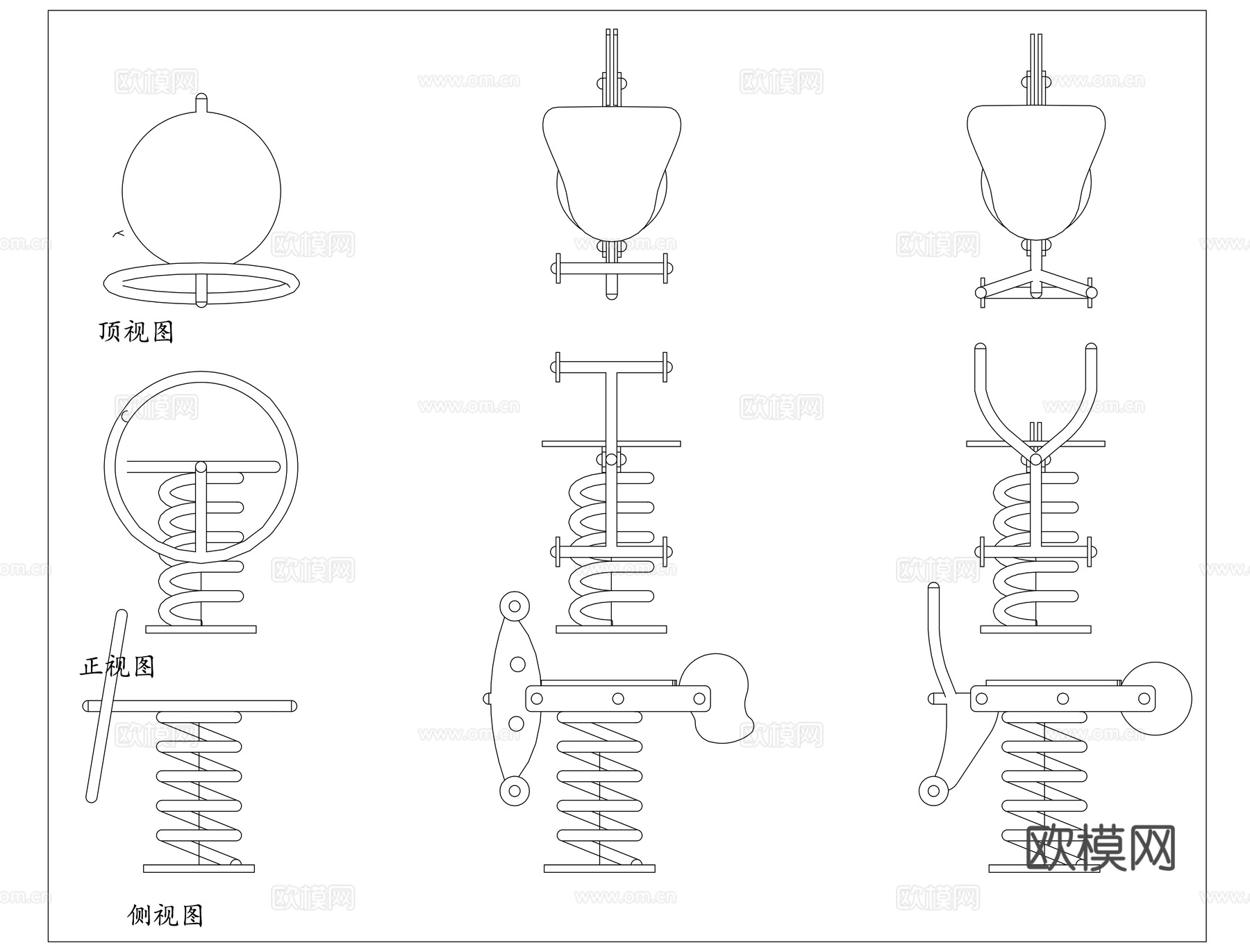 儿童摇摇马 弹簧摇摇乐 儿童摇椅 户外摇摇椅 儿童摇马cad施工图