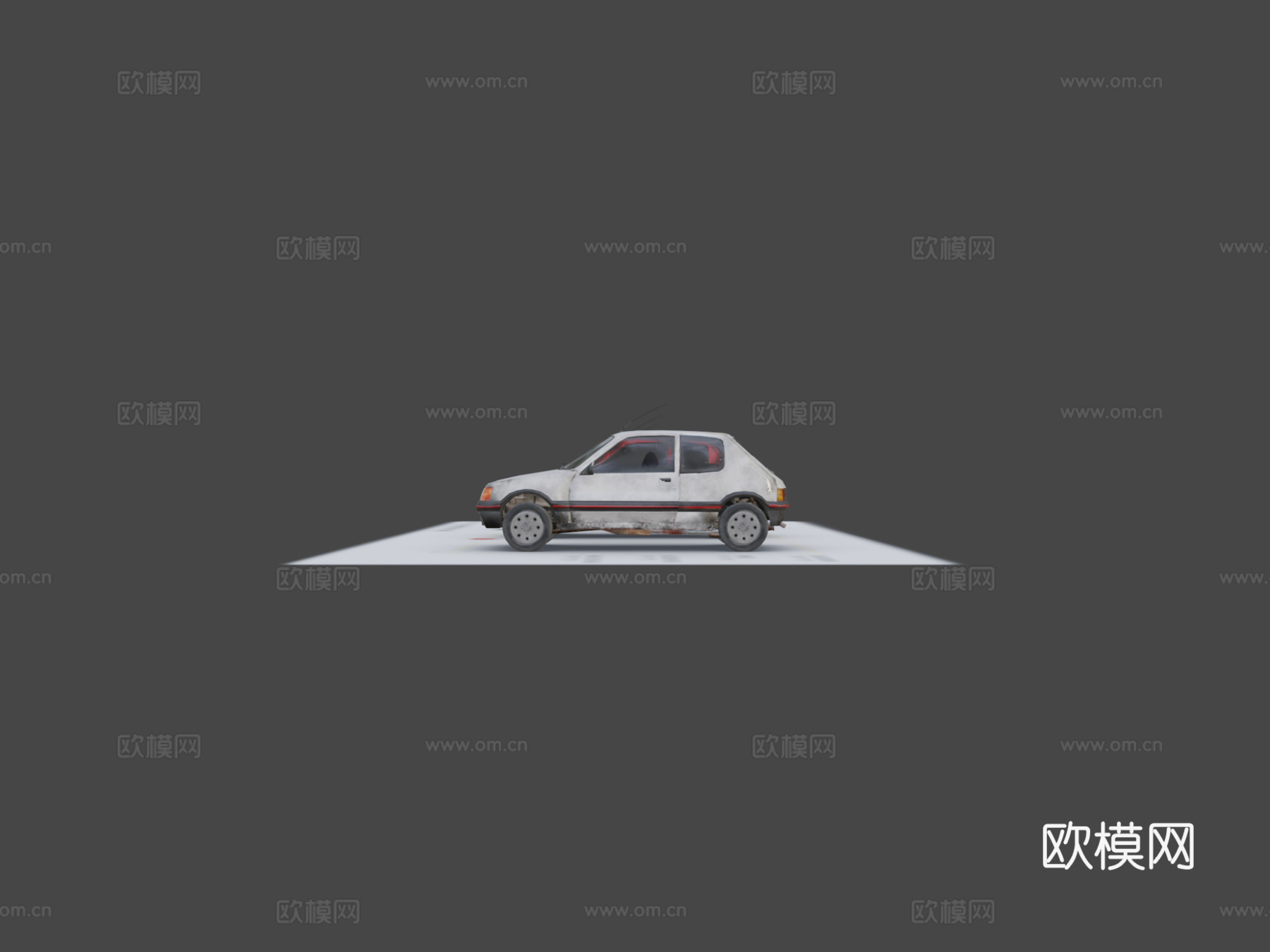 低多边形8090年代欧洲车商店包su模型