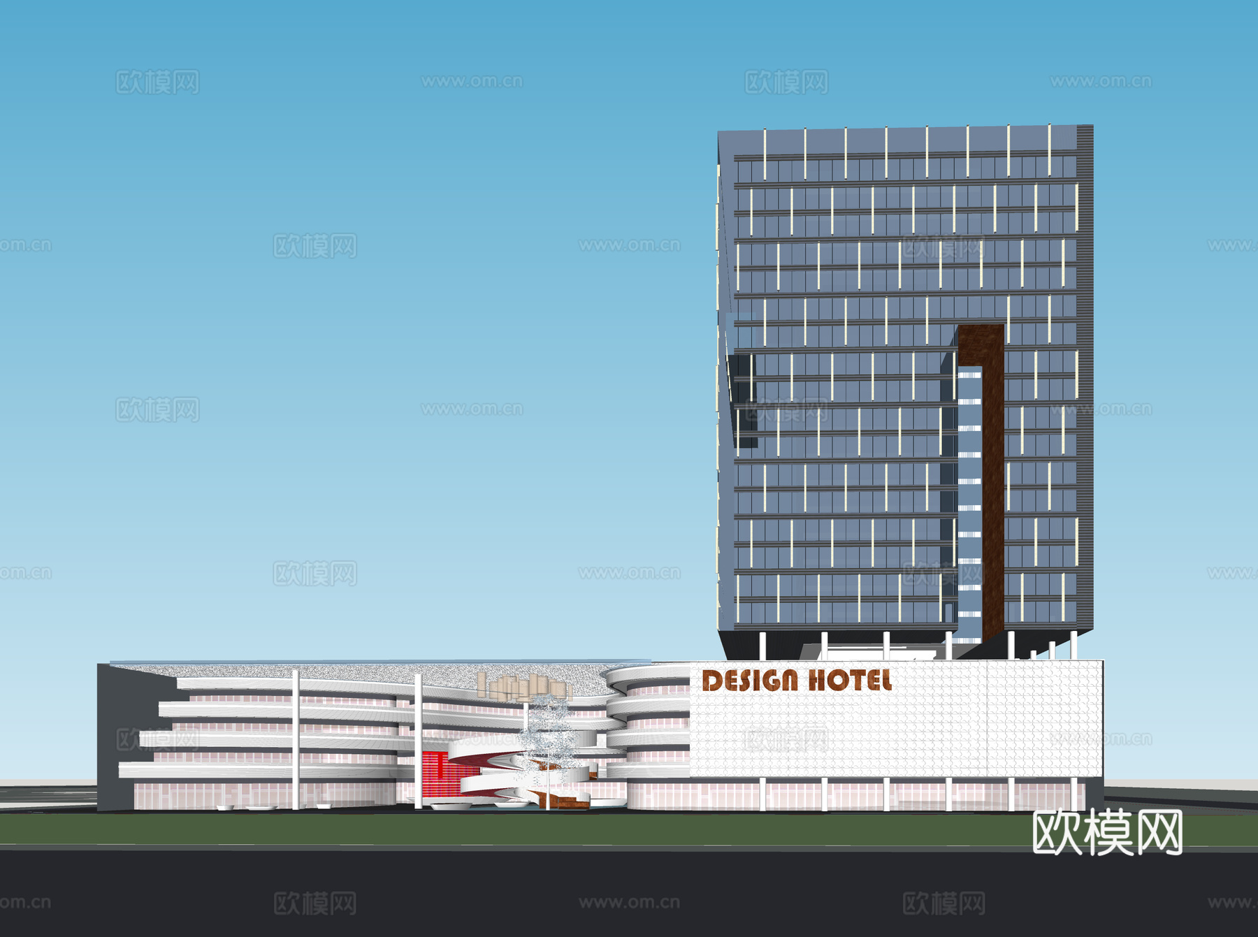 现代酒店 高层酒店 多层酒店 旅馆 酒店建筑su模型