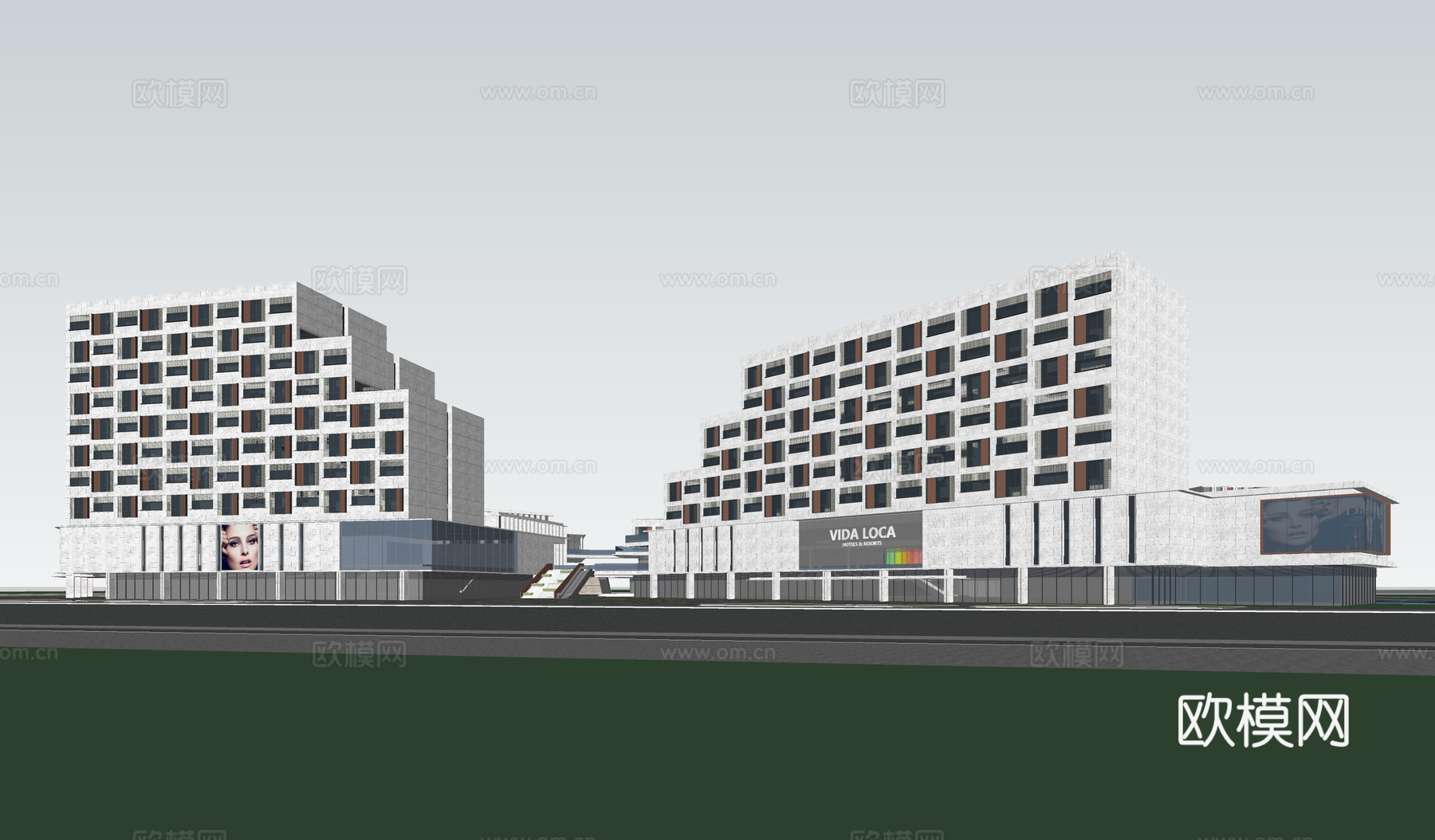 现代酒店 多层酒店 高层酒店 旅馆 酒店建筑su模型