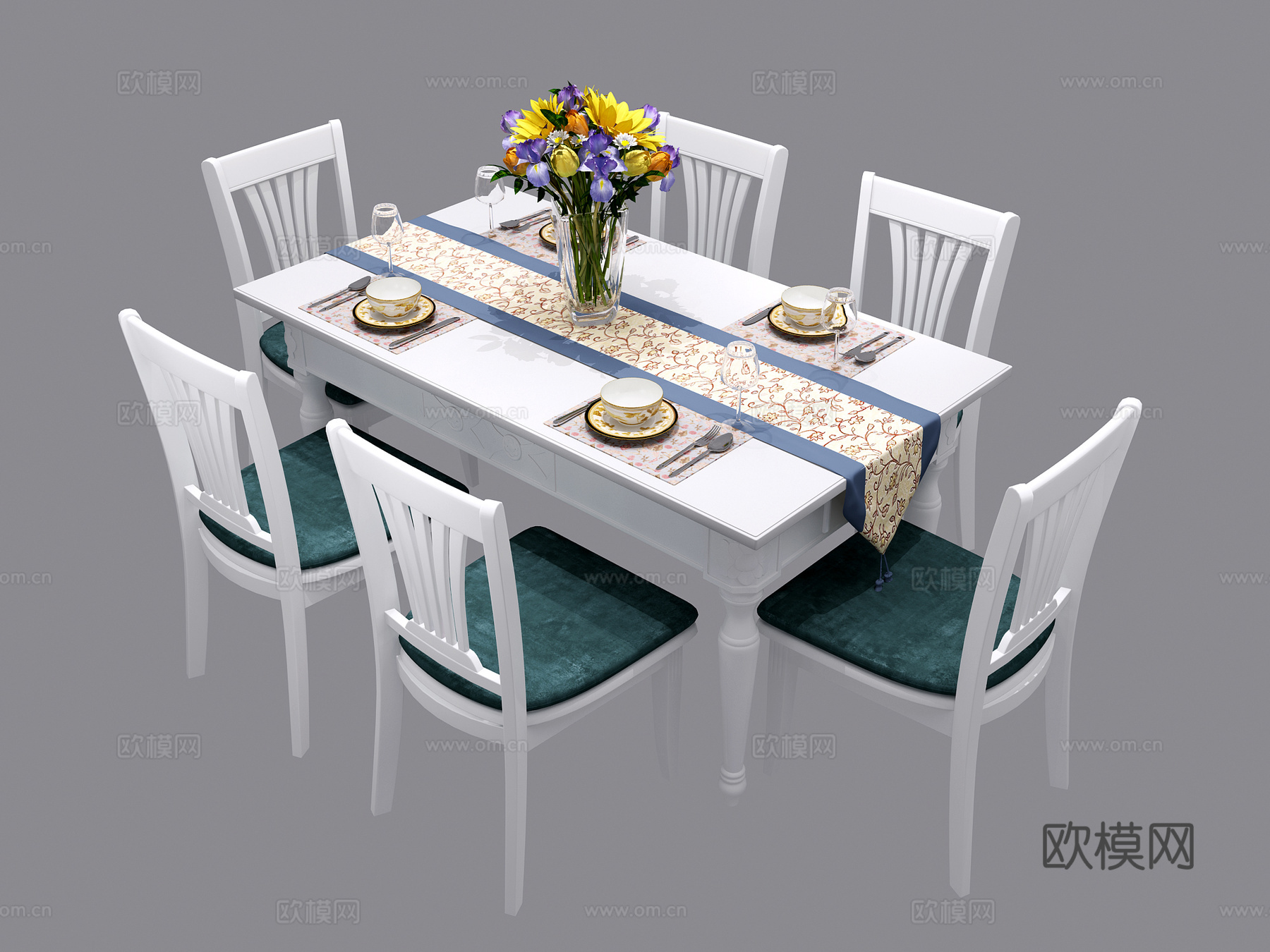 北欧餐桌椅 美式餐桌椅 简欧餐桌椅3d模型