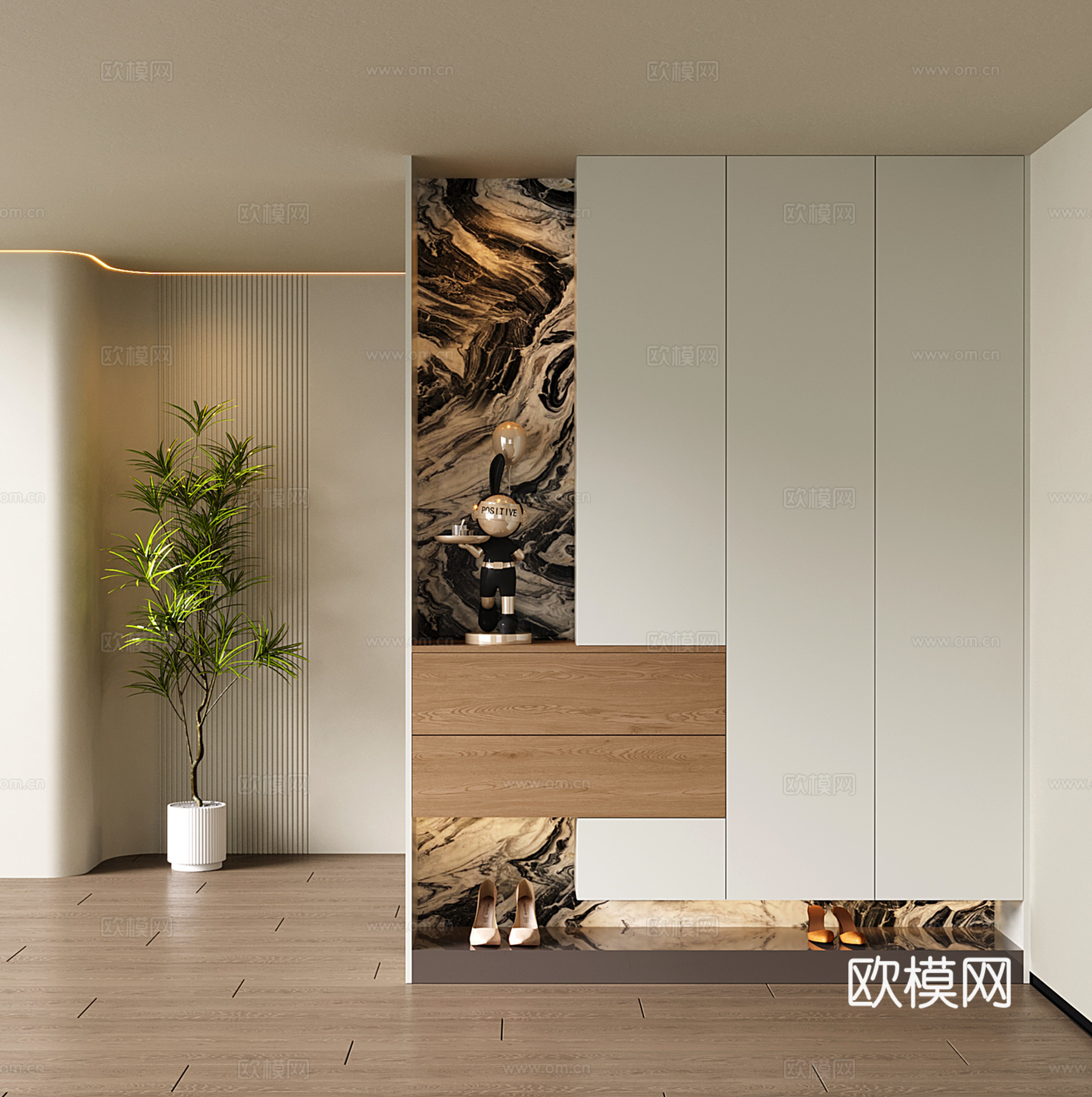 入户玄关鞋柜 意式隔断柜 玄关柜su模型