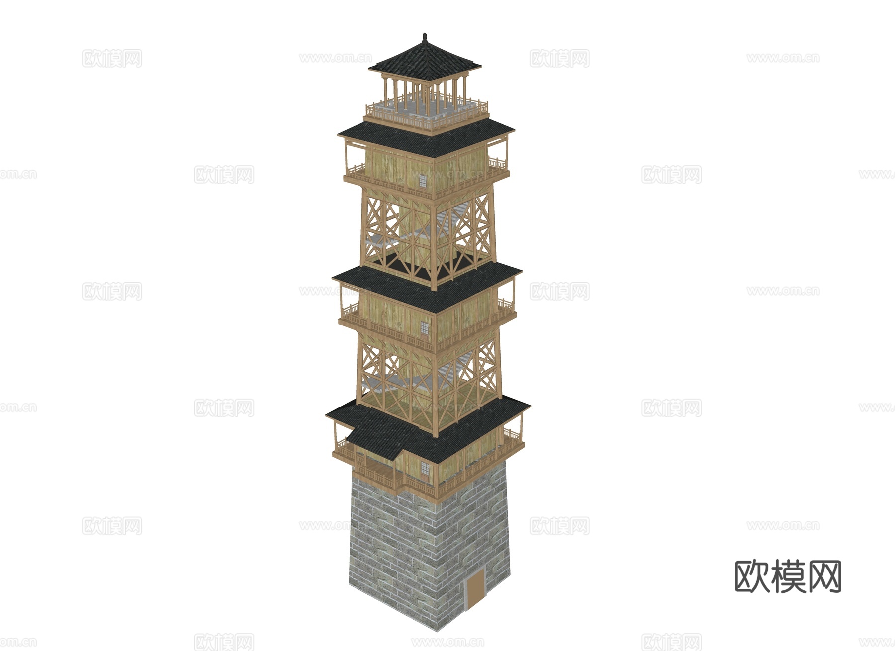 古建筑 观景塔 观景台 鼓楼 观景平台su模型