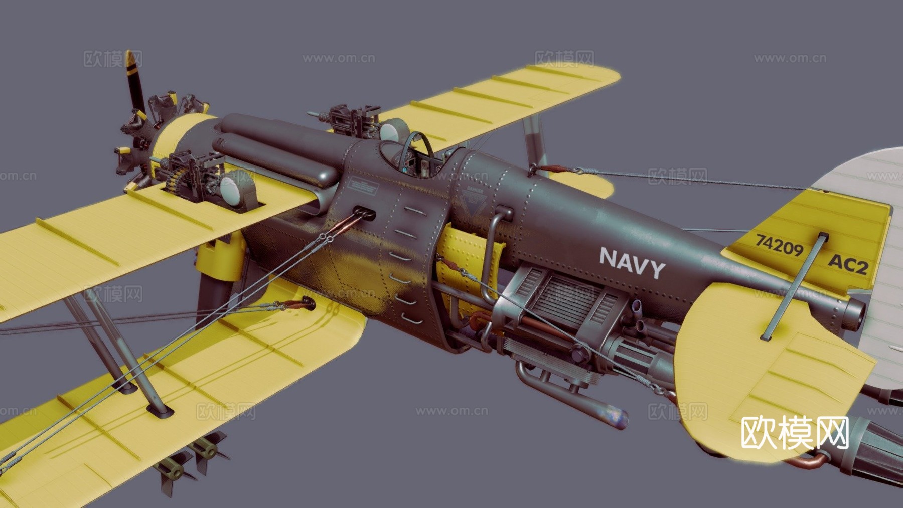 柴油朋克双翼飞机su模型