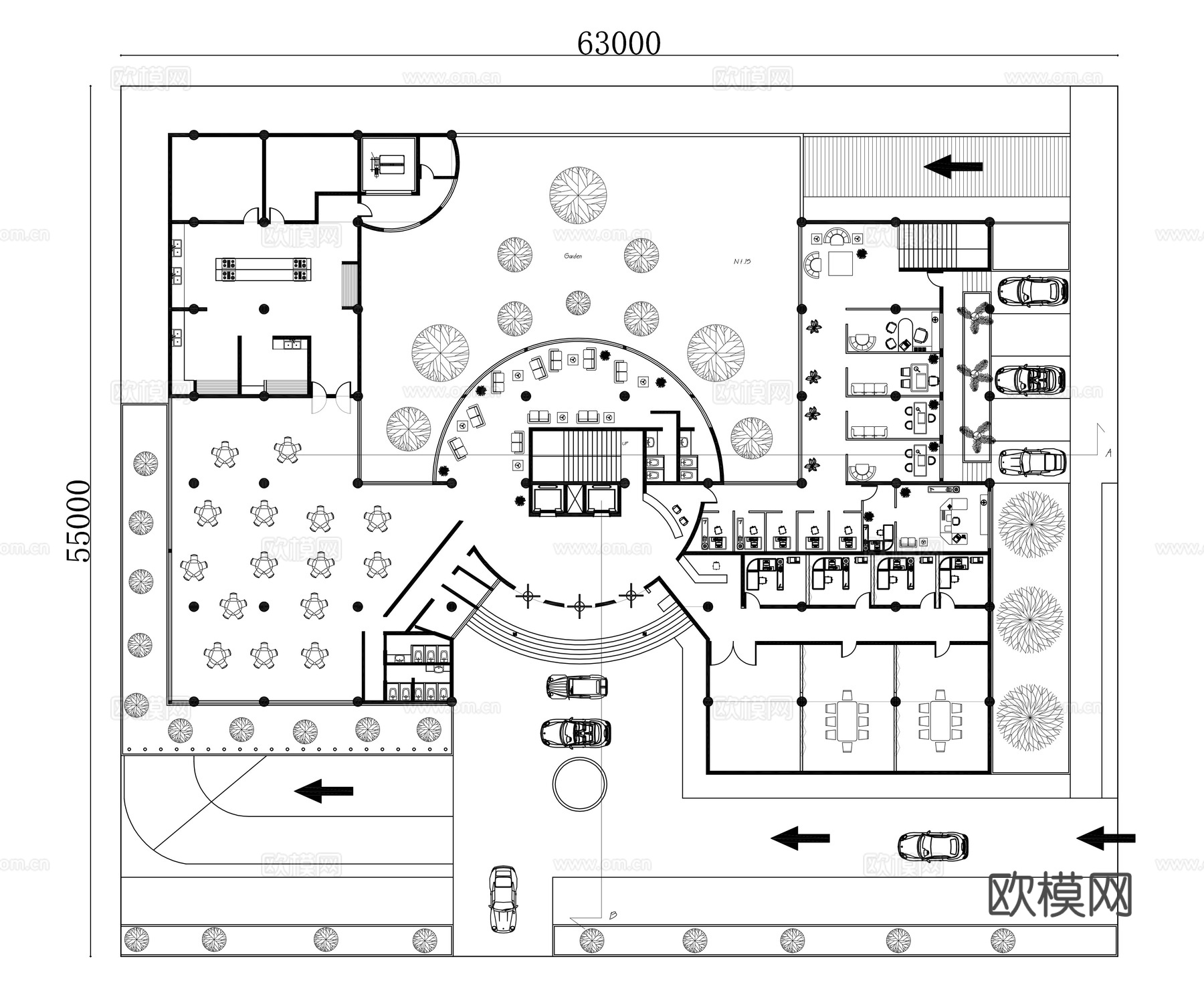 圆形酒店大堂 环型大堂 环形前厅 圆形前厅 环状酒店大堂cad施工图