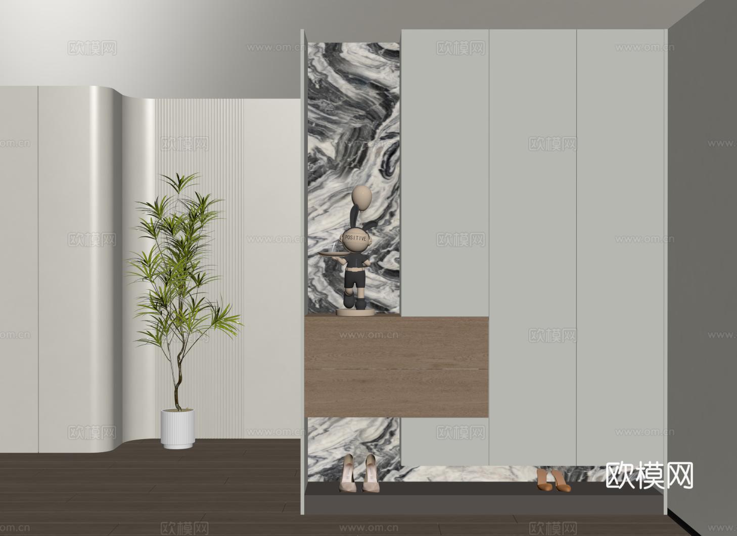 入户玄关鞋柜 意式隔断柜 玄关柜su模型