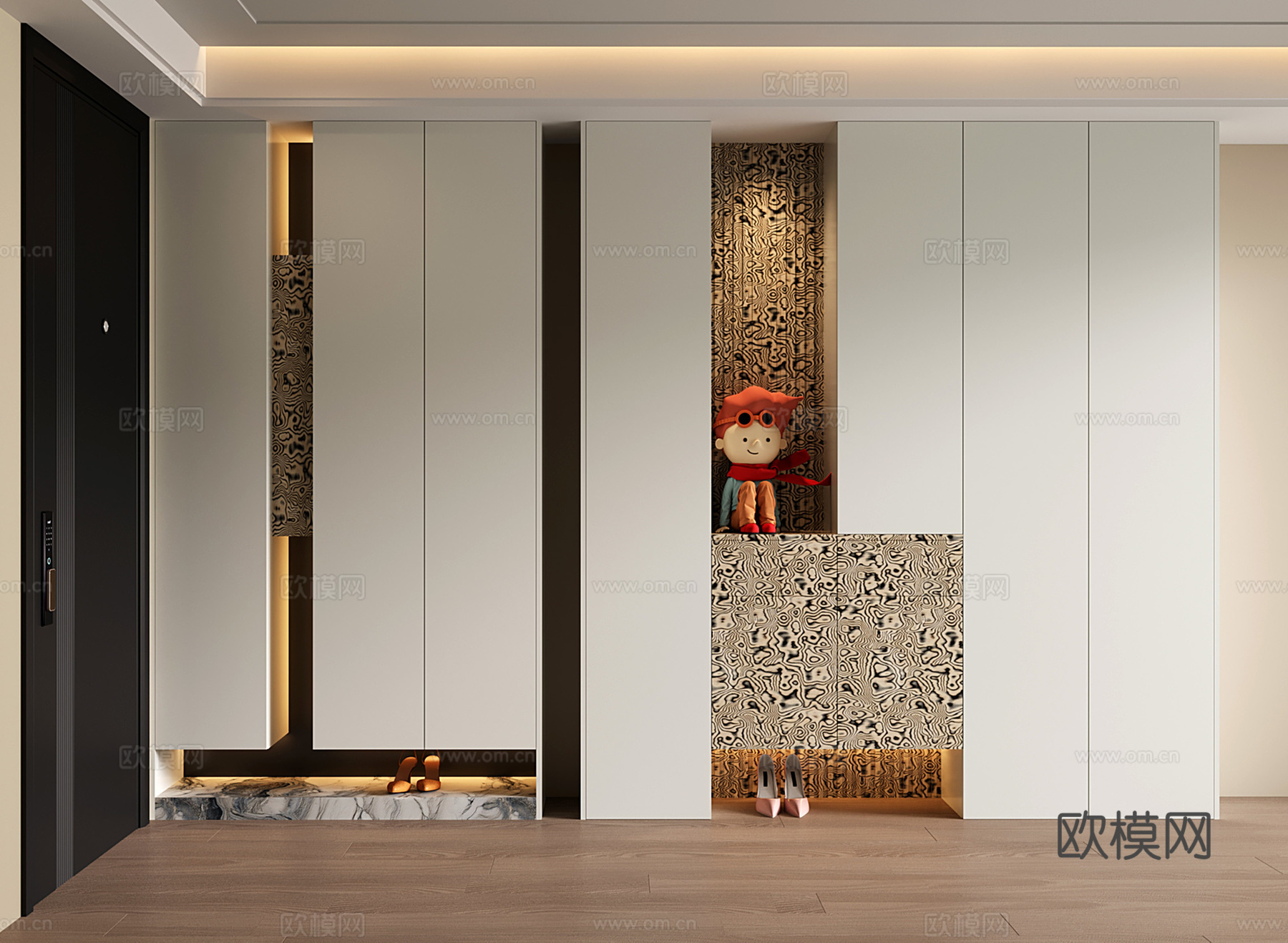 现代入户玄关鞋柜 隔断柜 玄关柜su模型
